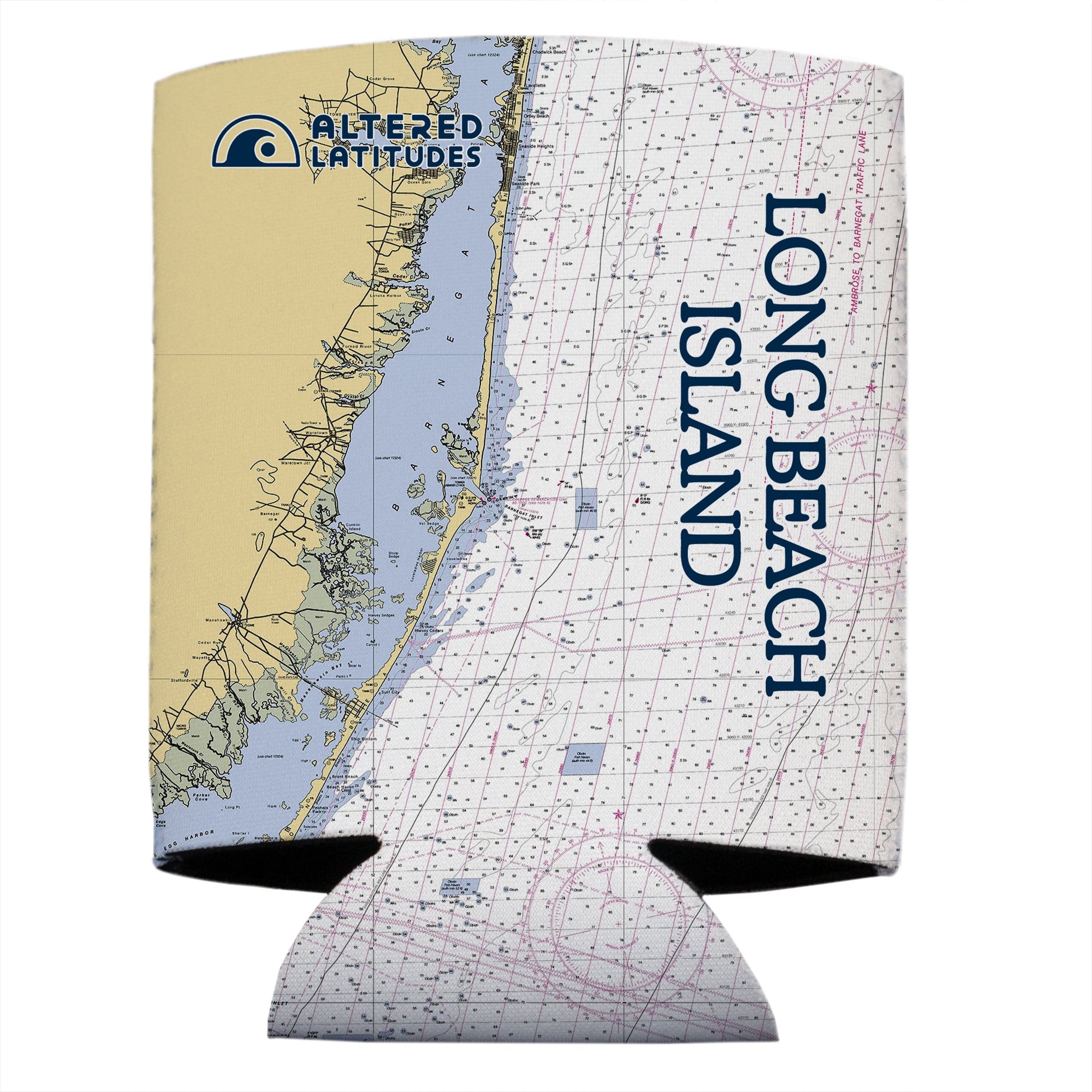 Vapor Apparel Sun Protection Long Beach Island, NJ Chart Can Cooler (4-Pack)