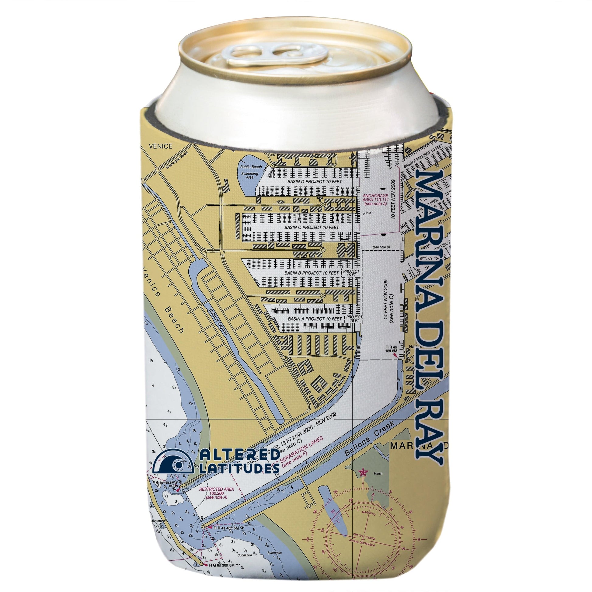 Vapor Apparel Sun Protection Marina Del Ray Chart Can Cooler (4-Pack)