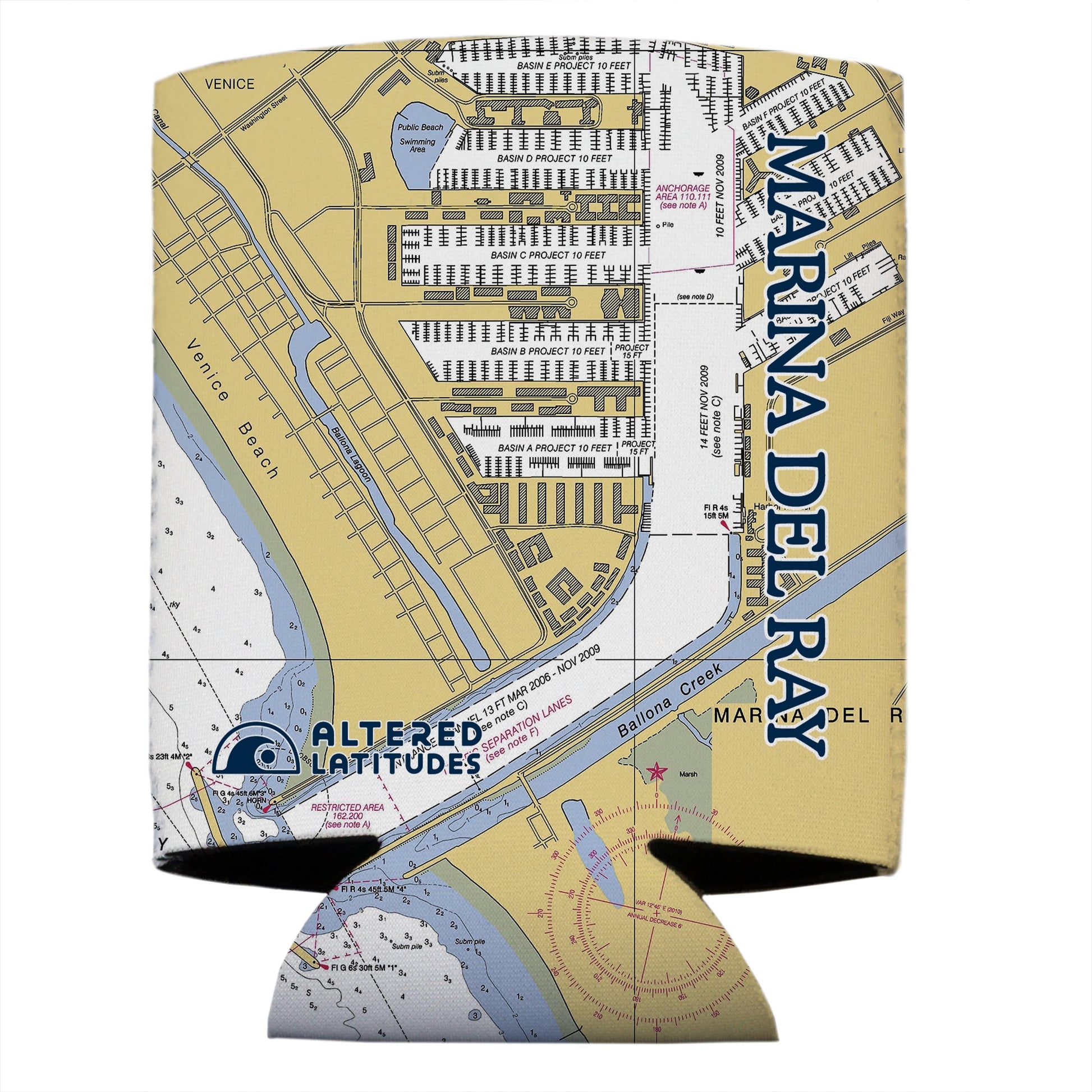 Vapor Apparel Sun Protection Marina Del Ray Chart Can Cooler (4-Pack)