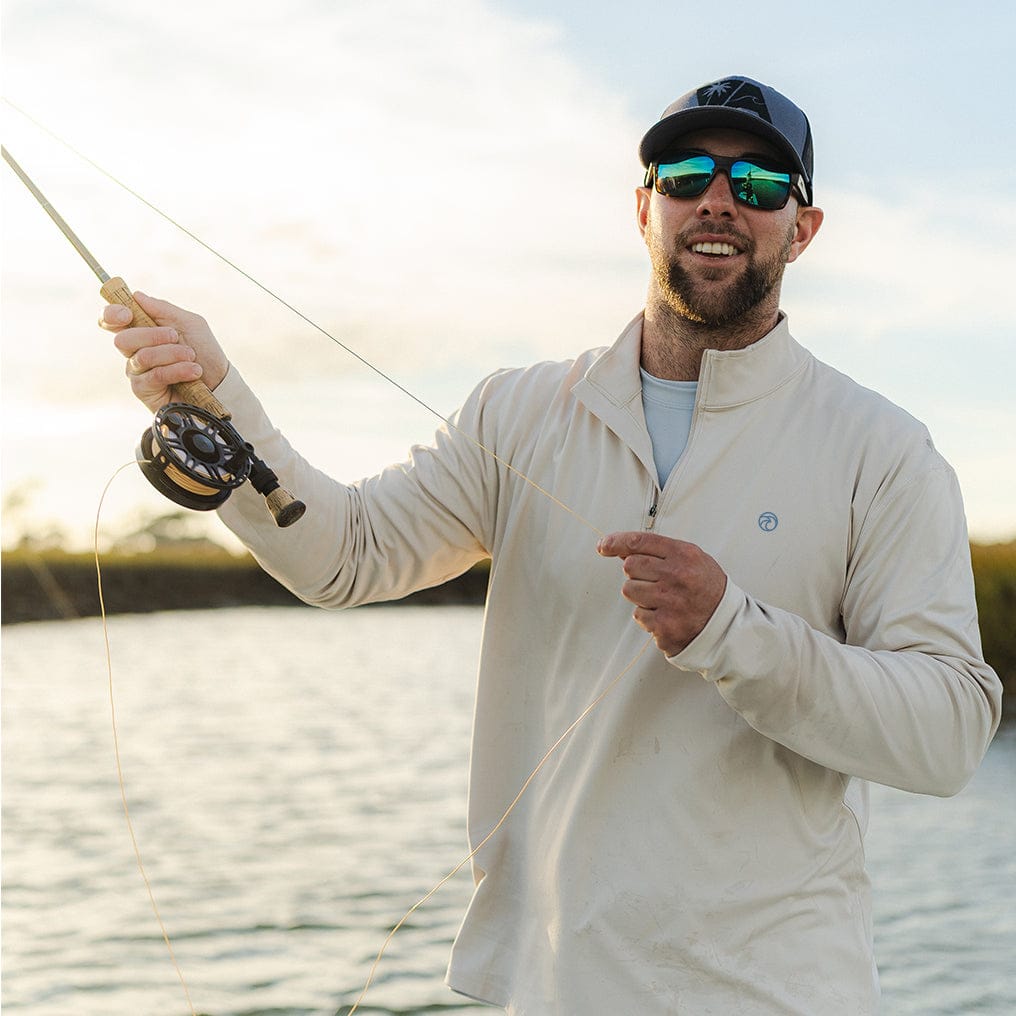 Vapor Apparel Sun Protection Men's Blue Wave Midweight Quarter-Zip