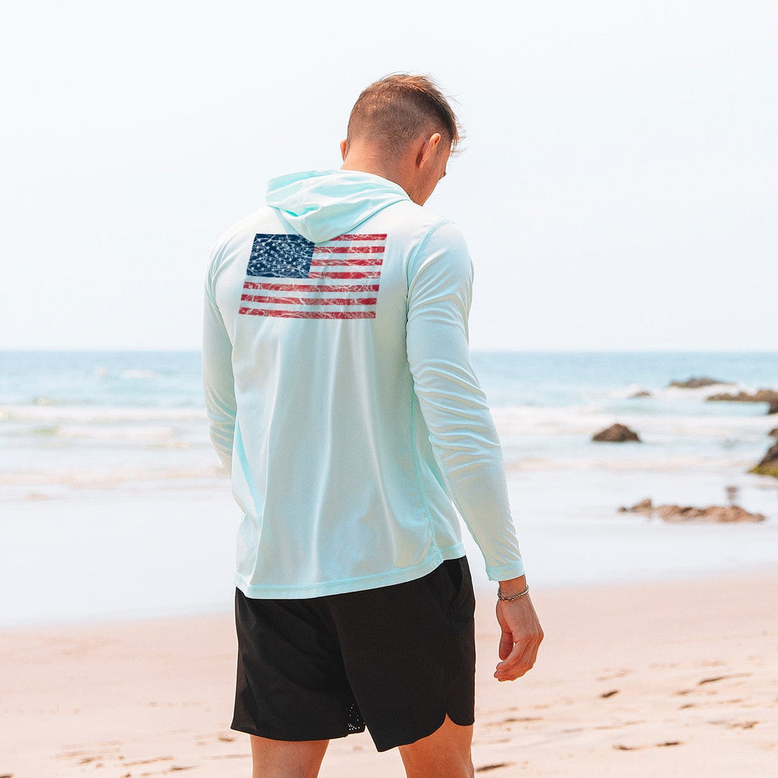 Vapor Apparel Sun Protection Men's Water Flag Eco Sol Hoodie