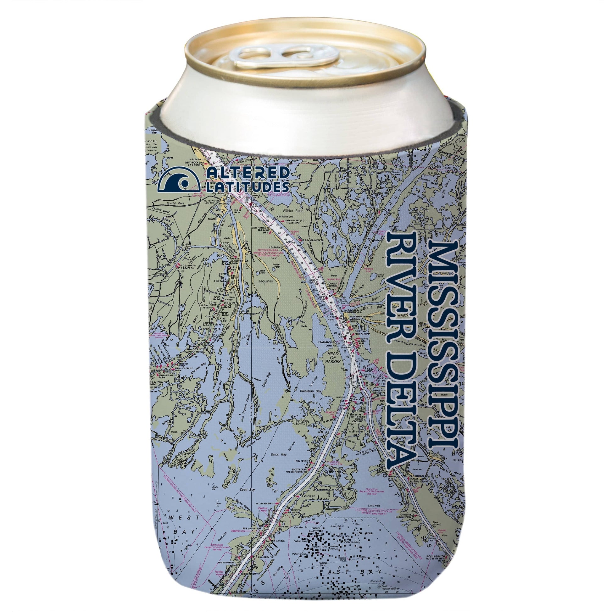 Vapor Apparel Sun Protection Mississippi River Delta Chart Can Cooler (4-Pack)