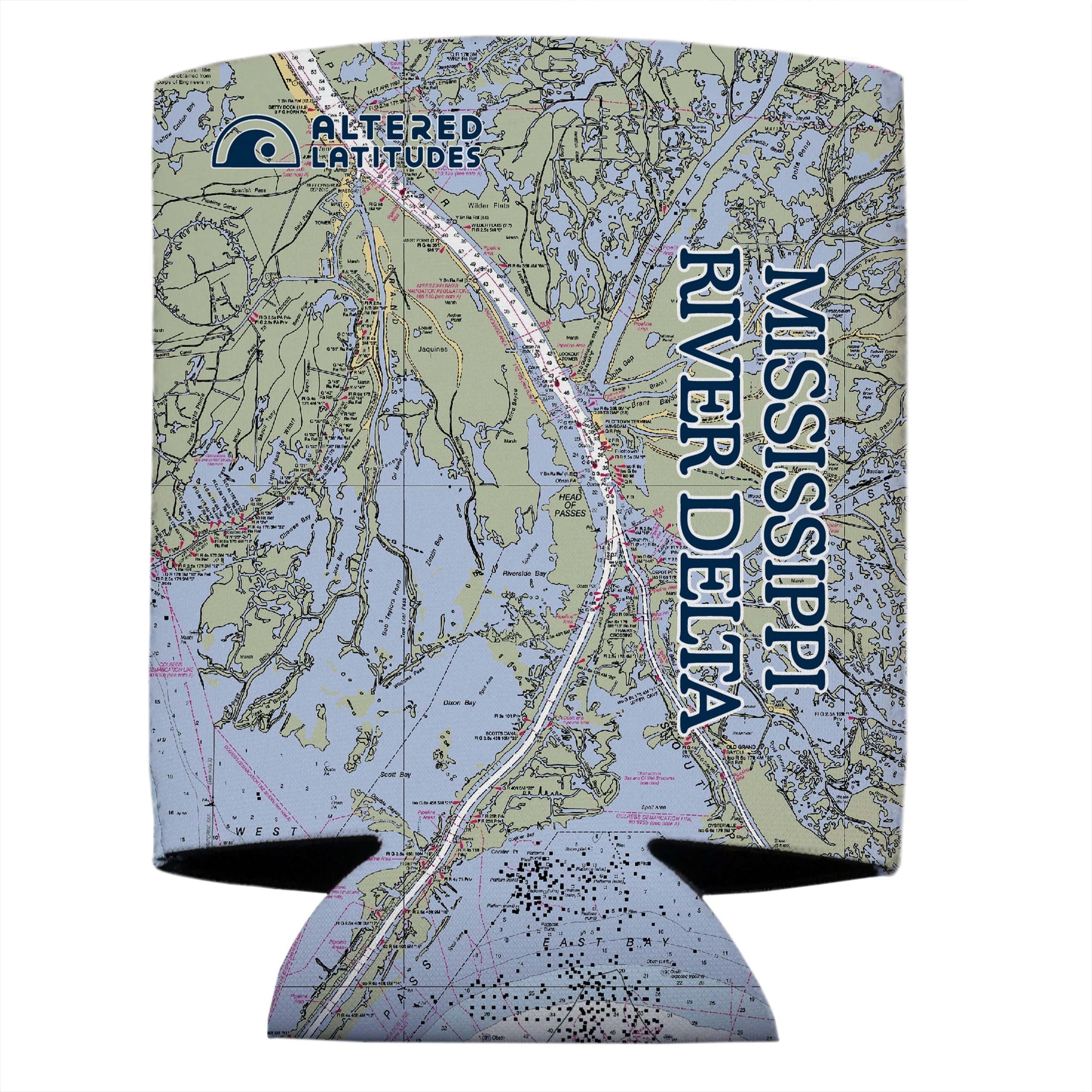 Vapor Apparel Sun Protection Mississippi River Delta Chart Can Cooler (4-Pack)