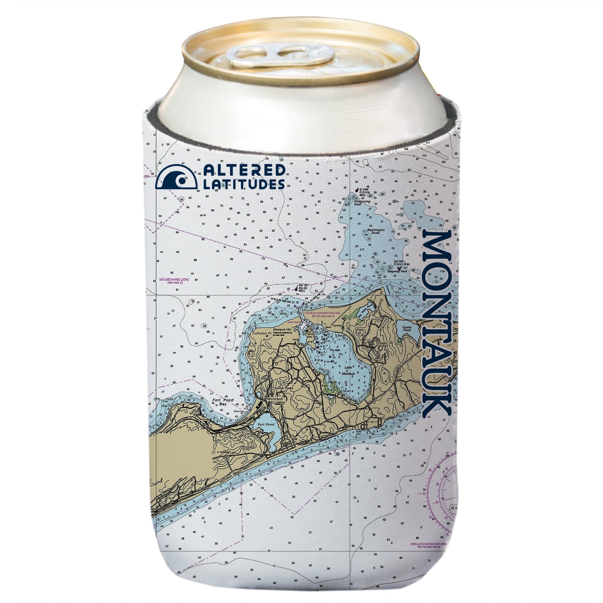 Vapor Apparel Sun Protection Montauk, NY Chart Can Cooler (4-Pack)