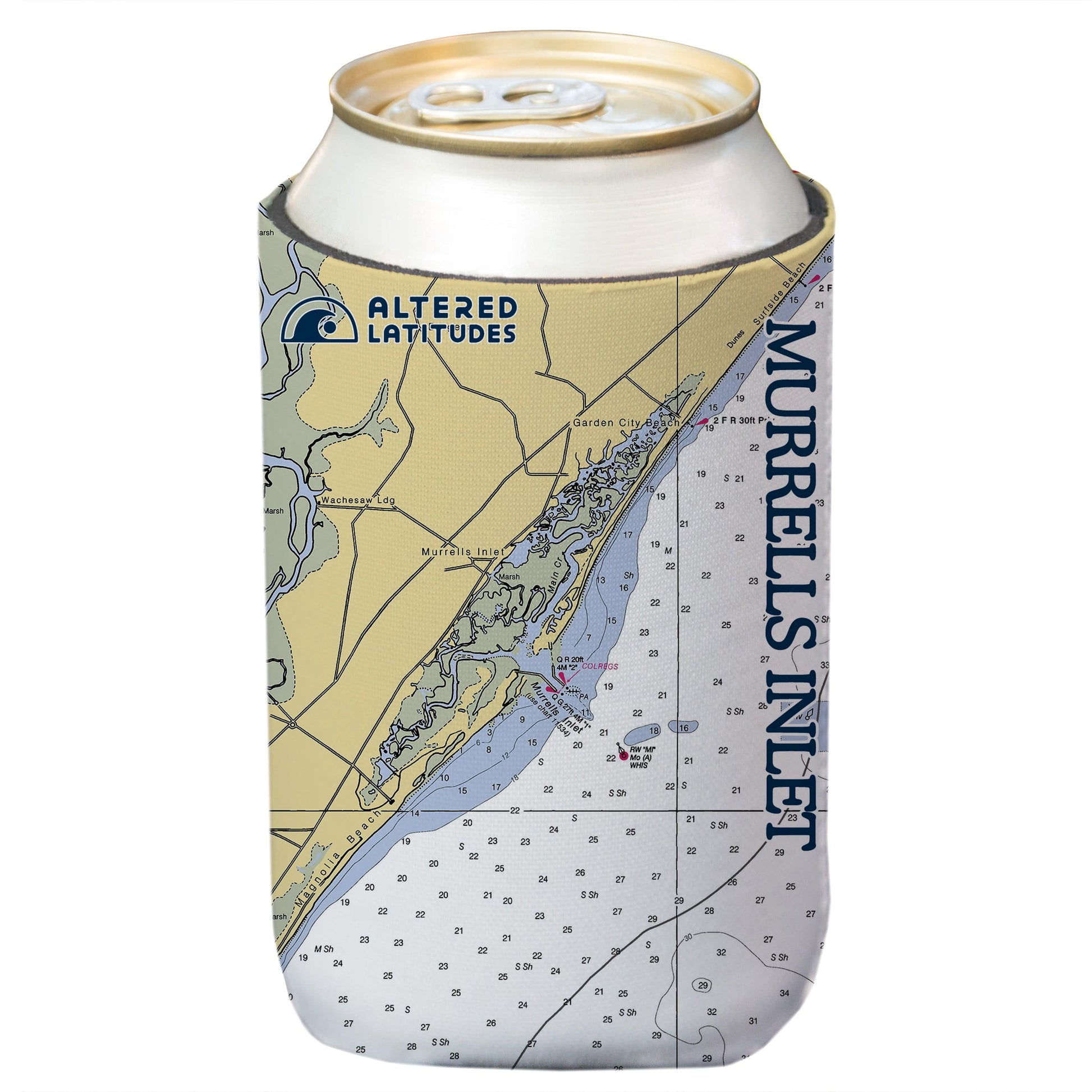 Vapor Apparel Sun Protection Murrells Inlet Chart Can Cooler (4-Pack)