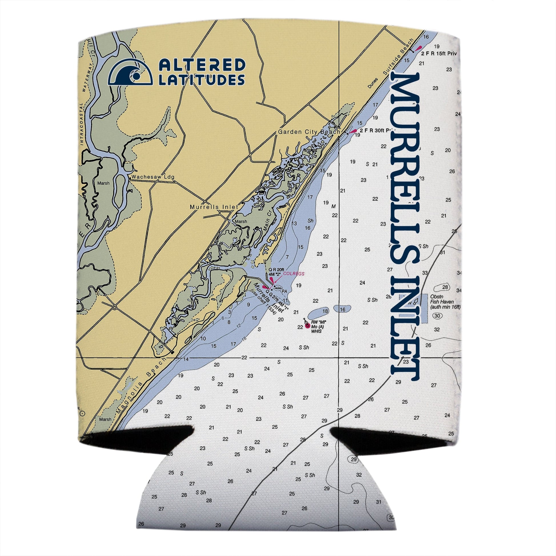 Vapor Apparel Sun Protection Murrells Inlet Chart Can Cooler (4-Pack)