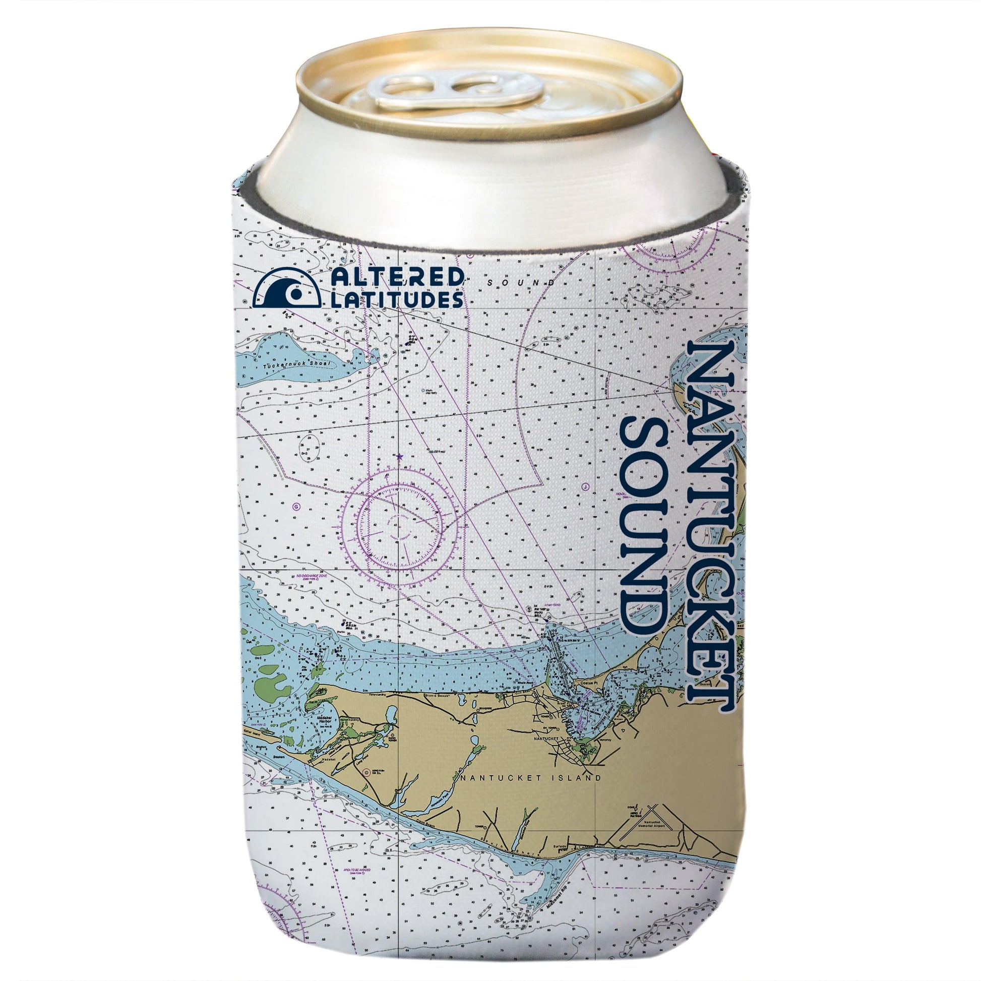 Vapor Apparel Sun Protection Nantucket Sound Chart Can Cooler (4-Pack)