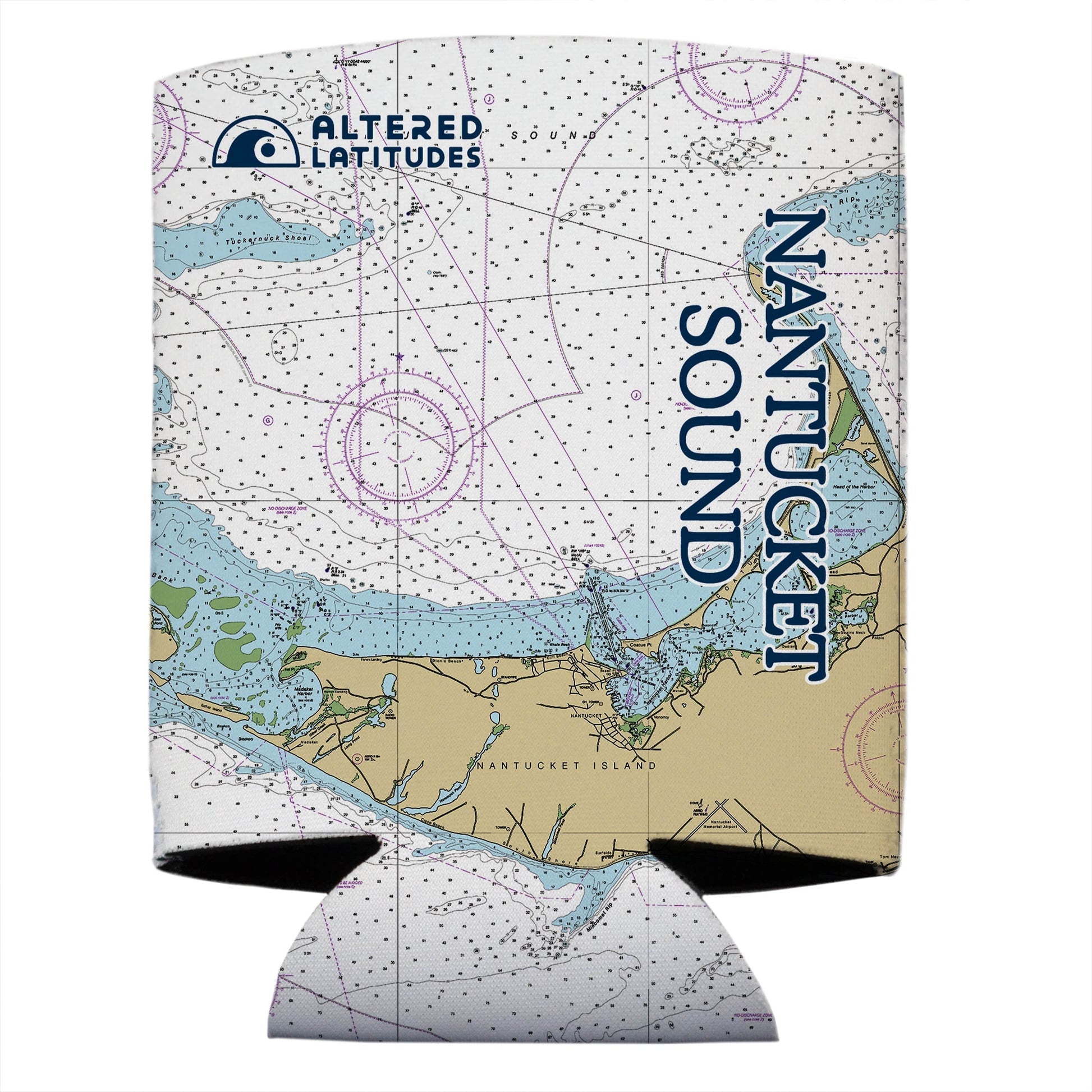 Vapor Apparel Sun Protection Nantucket Sound Chart Can Cooler (4-Pack)