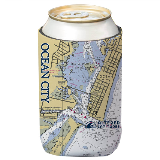 Ocean City Chart Can Cooler (4-Pack)