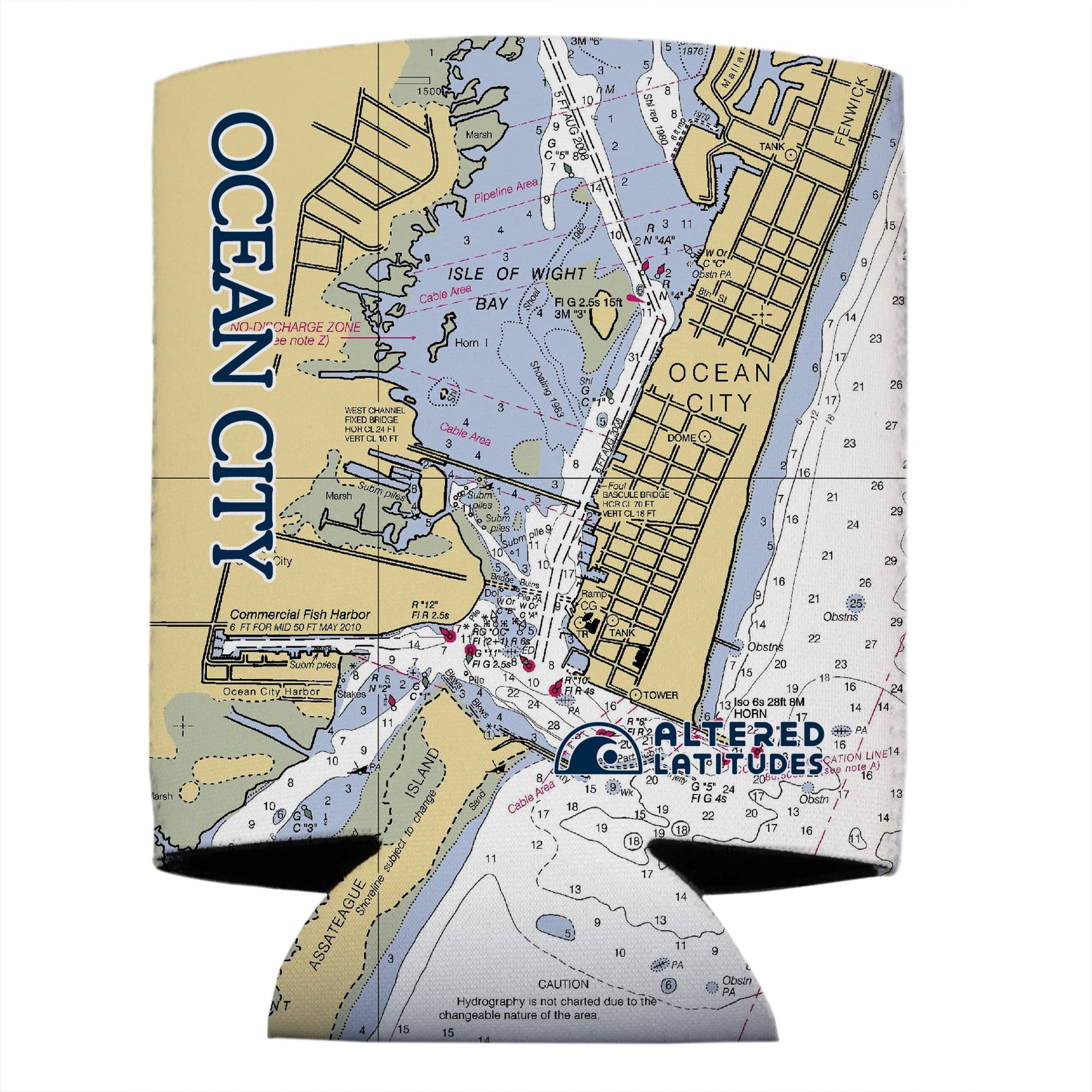 Vapor Apparel Sun Protection Ocean City Chart Can Cooler (4-Pack)