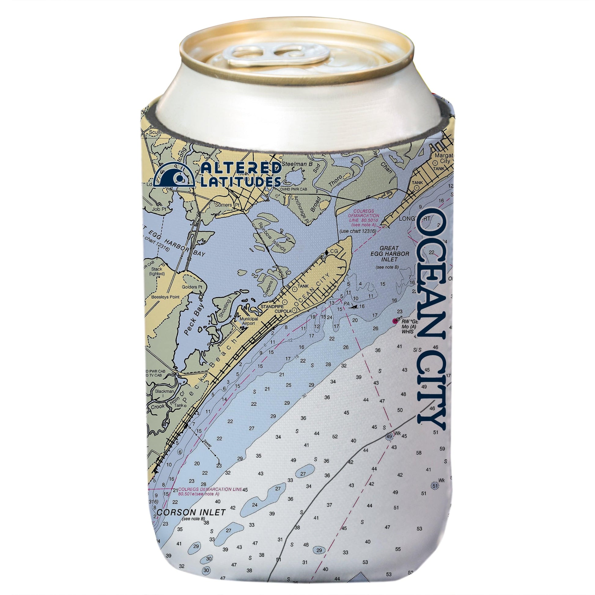 Vapor Apparel Sun Protection Ocean City, NJ Chart Can Cooler (4-Pack)