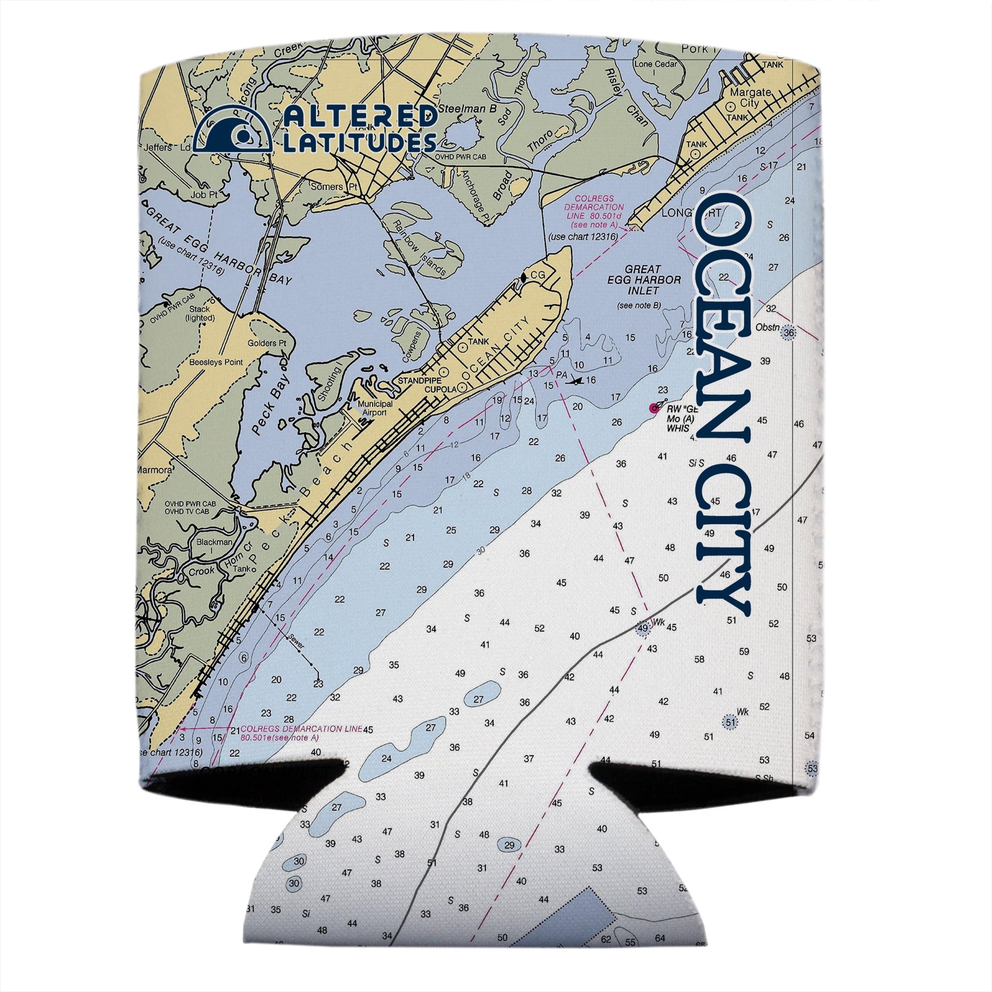 Vapor Apparel Sun Protection Ocean City, NJ Chart Can Cooler (4-Pack)