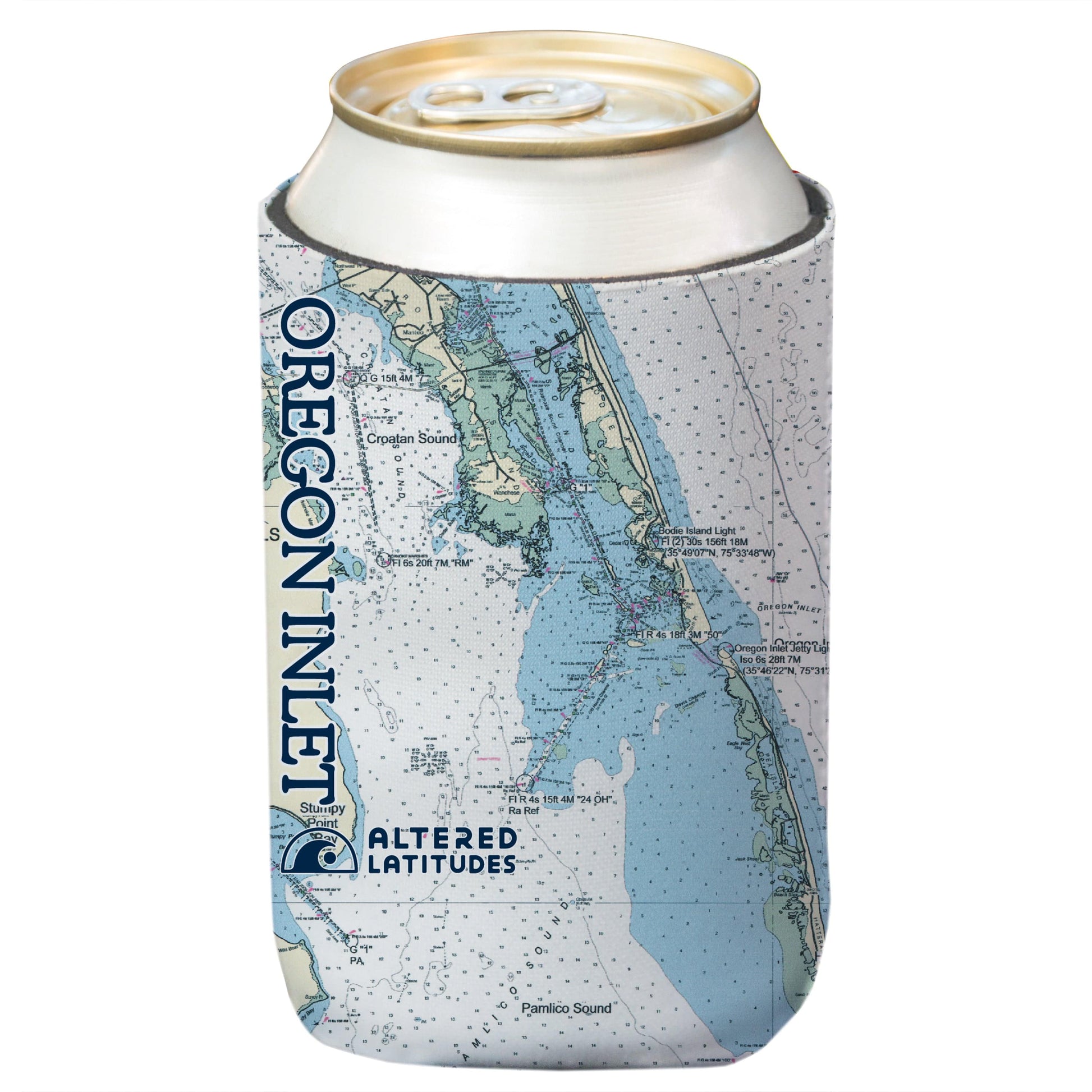 Vapor Apparel Sun Protection Oregon Inlet Chart Can Cooler (4-Pack)