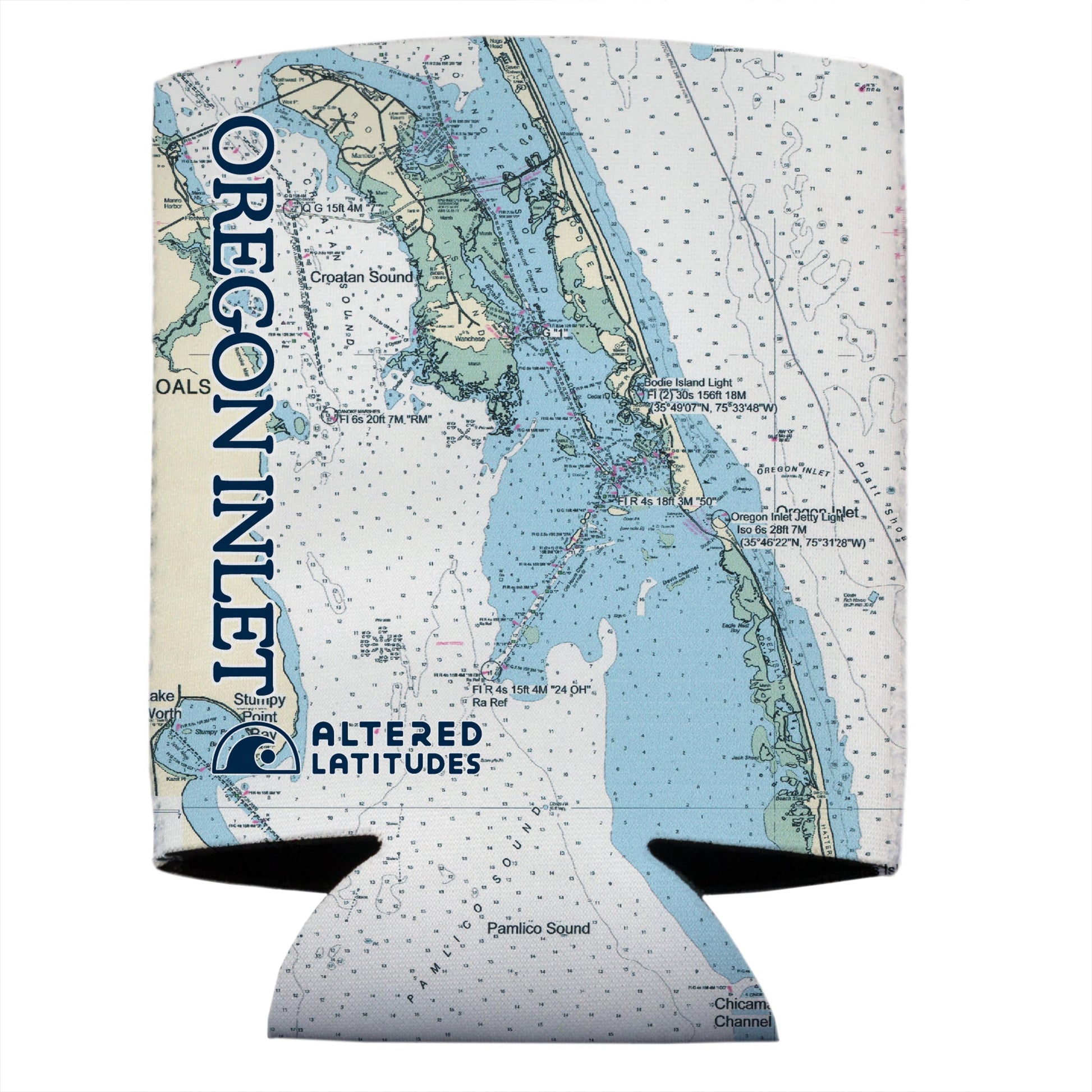 Vapor Apparel Sun Protection Oregon Inlet Chart Can Cooler (4-Pack)