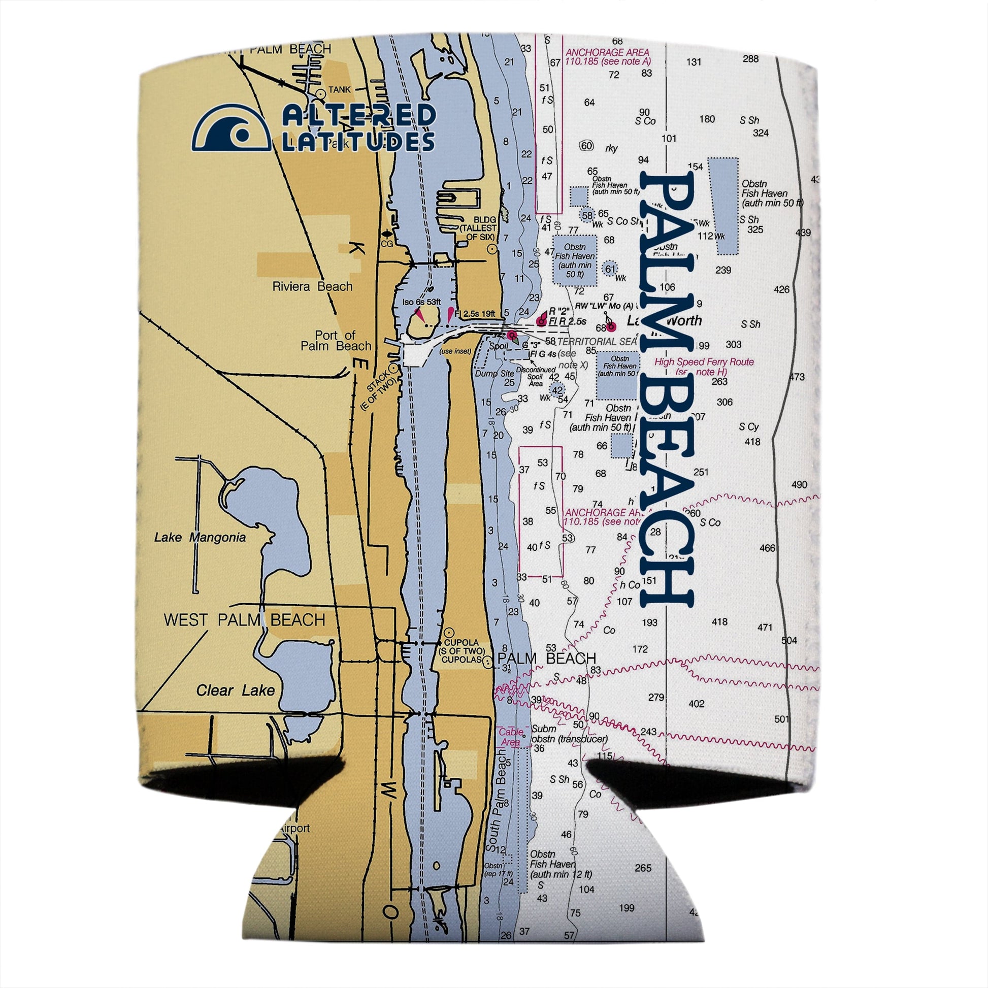 Vapor Apparel Sun Protection Palm Beach, FL Chart Can Cooler (4-Pack)