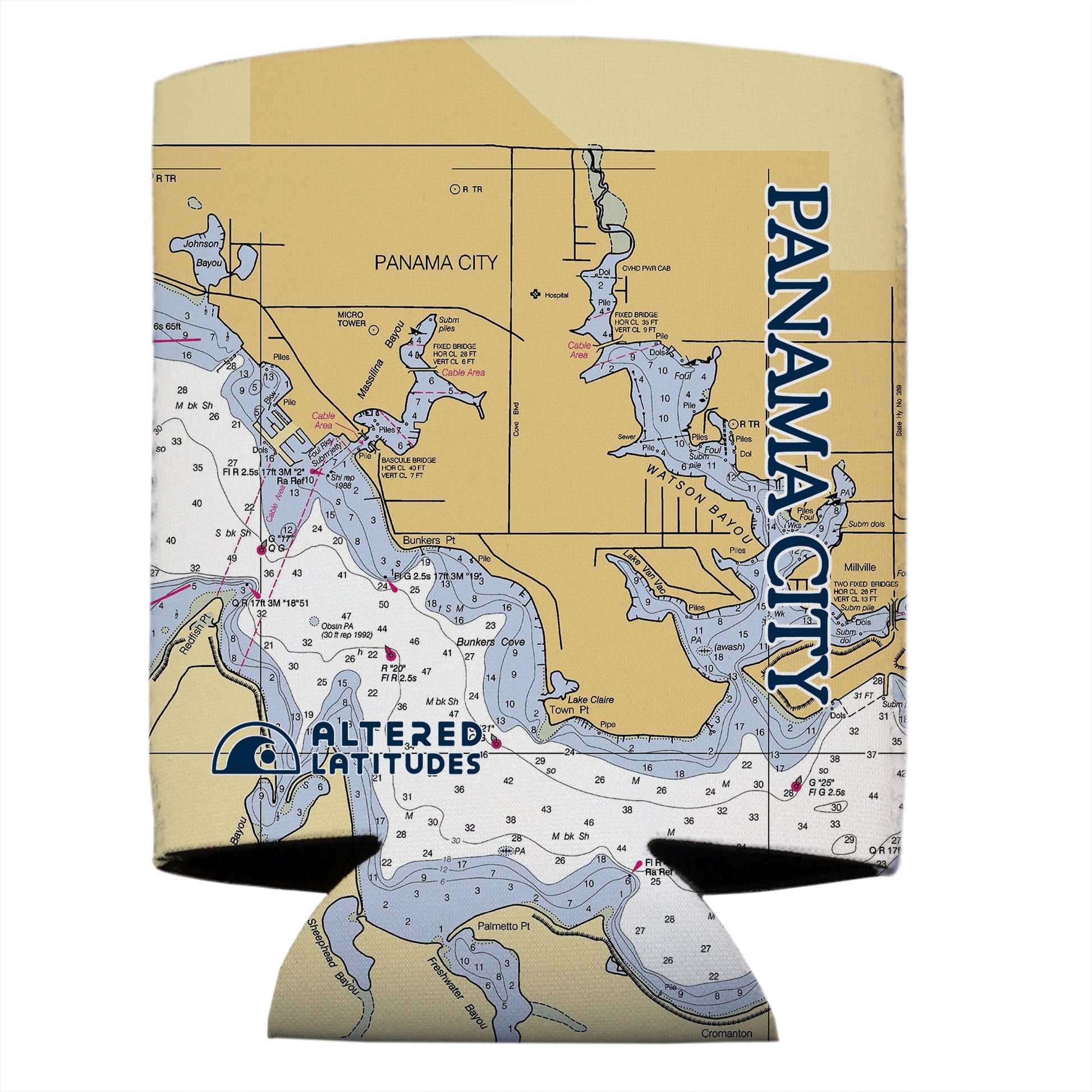 Vapor Apparel Sun Protection Panama City Beach Chart Can Cooler (4-Pack)