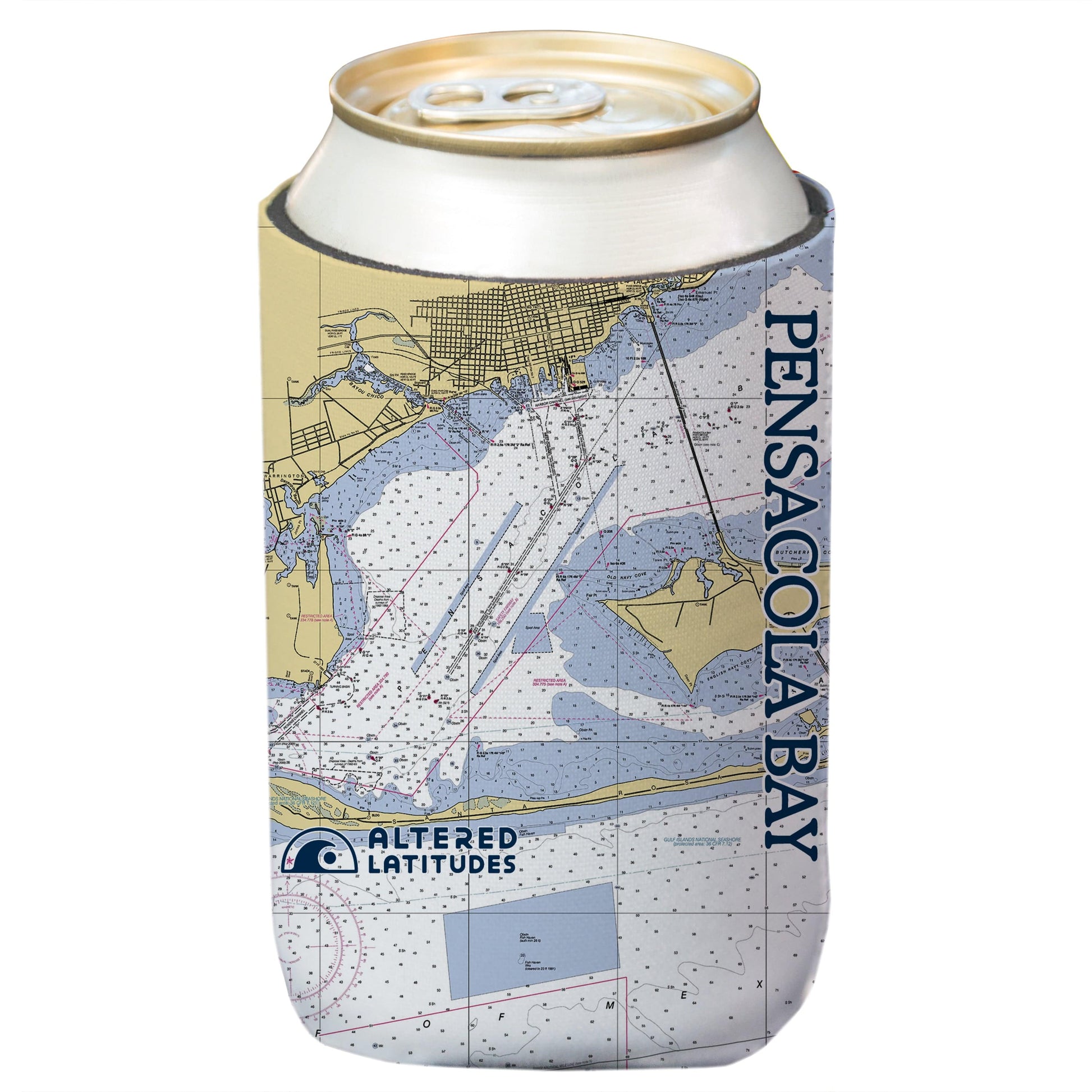 Vapor Apparel Sun Protection Pensacola Bay Chart Beverage Cooler (4-Pack)