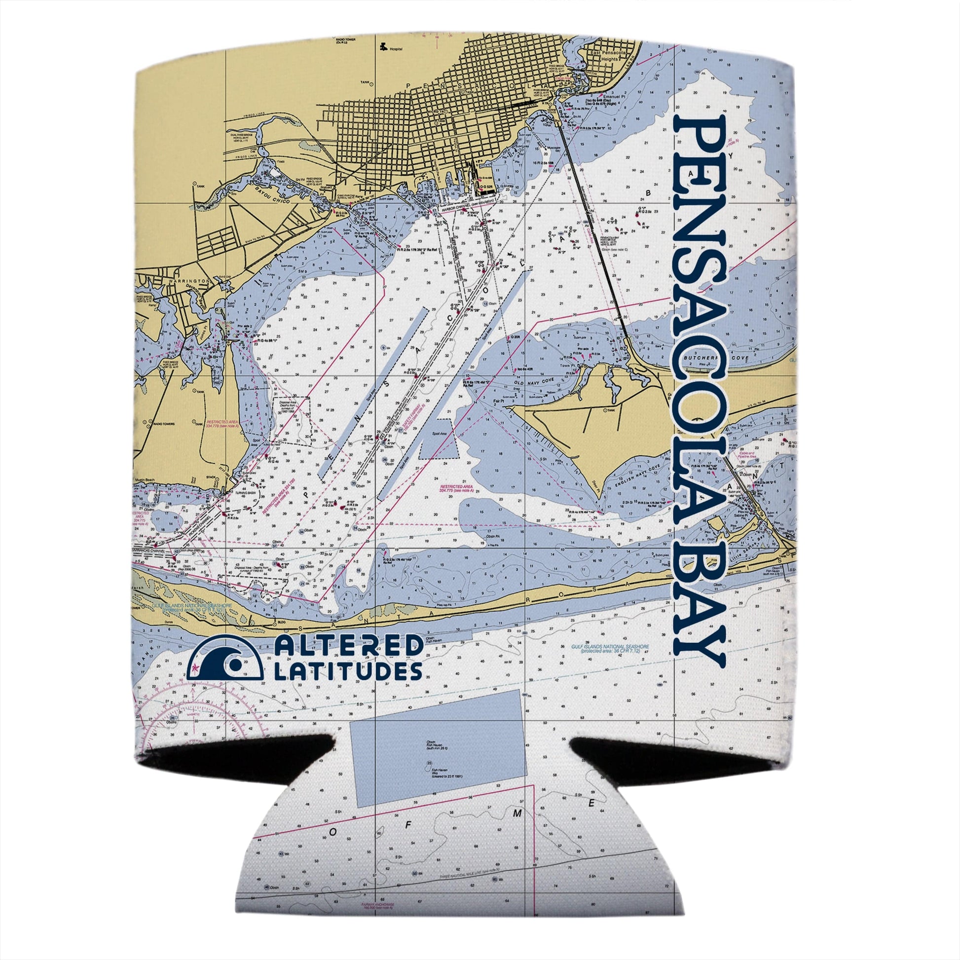 Vapor Apparel Sun Protection Pensacola Bay Chart Beverage Cooler (4-Pack)