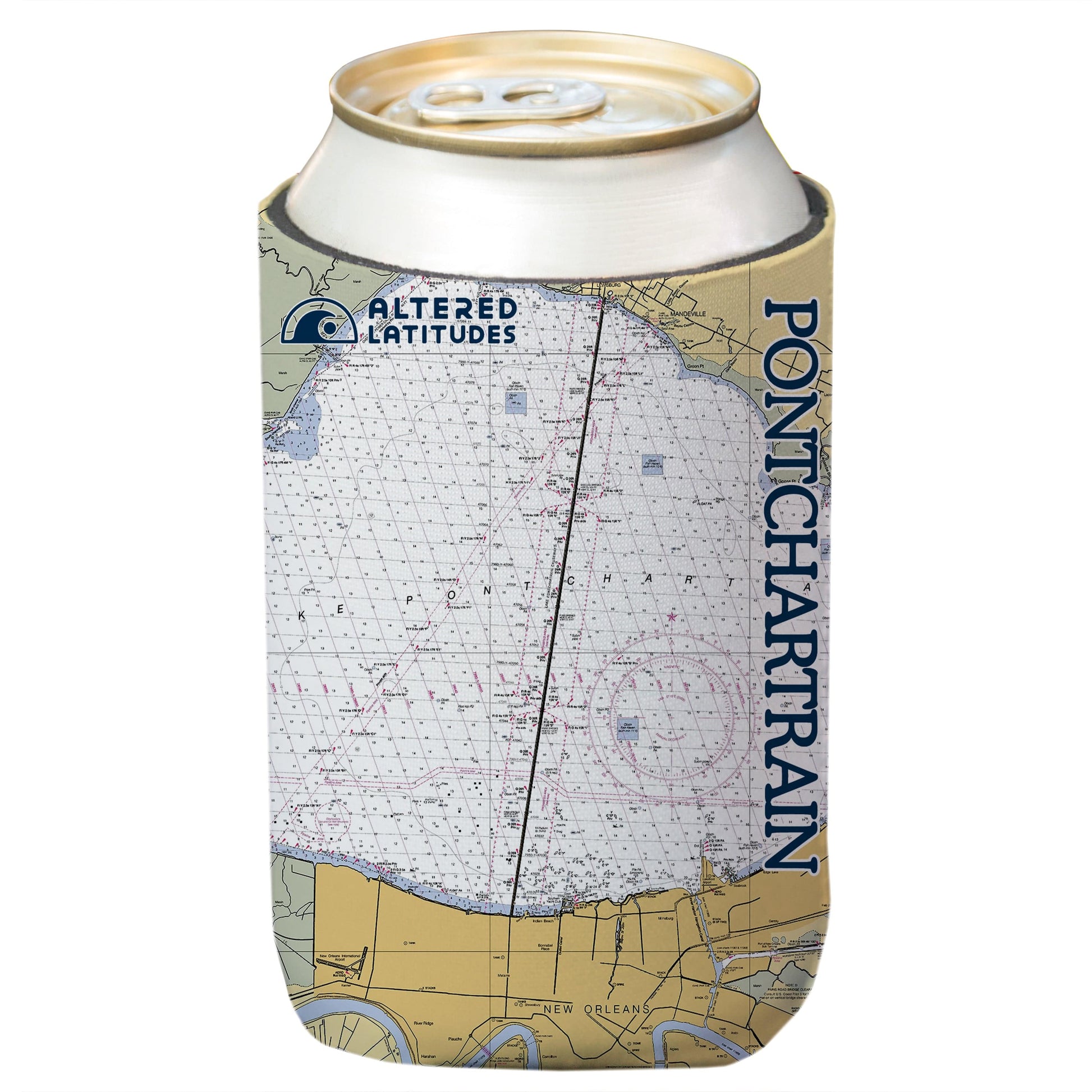 Vapor Apparel Sun Protection Pontchartrain, LA Chart Can Cooler (4-Pack)