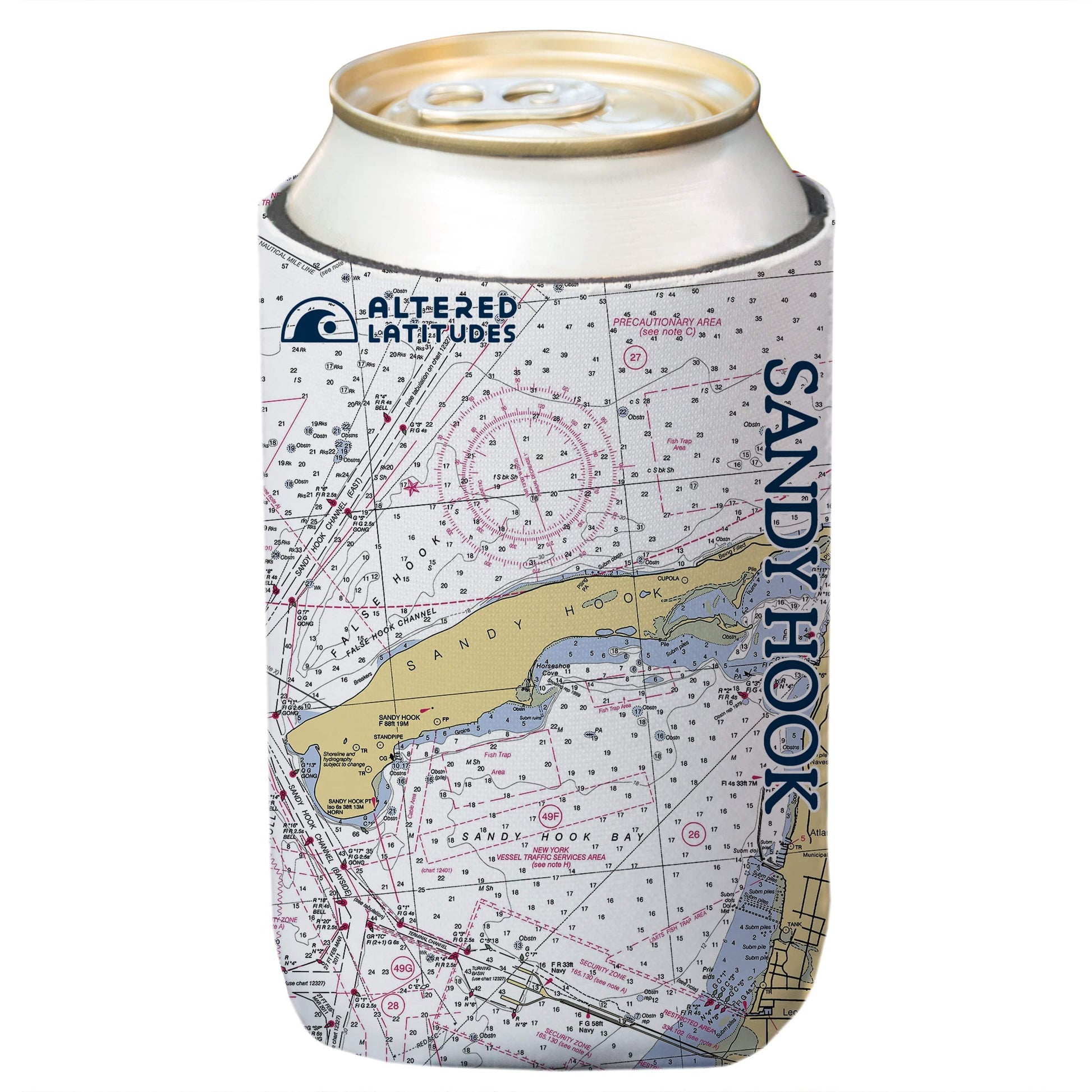 Vapor Apparel Sun Protection Sandy Hook, NJ Chart Can Cooler (4-Pack)