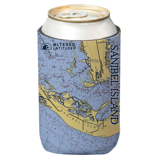 Sanibel Island Chart Beverage Cooler (4-Pack)