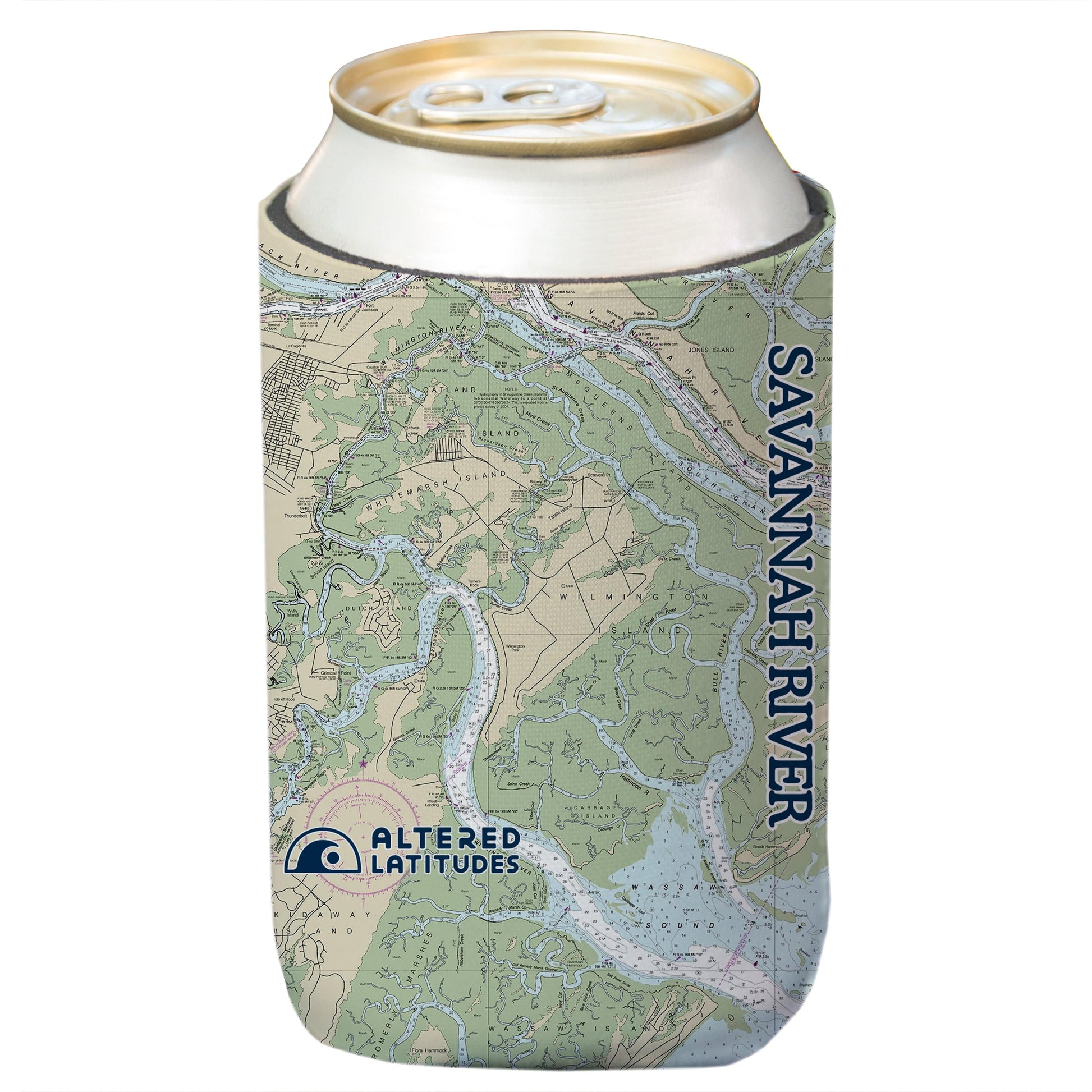 Vapor Apparel Sun Protection Savannah River Chart Can Cooler (4-Pack)