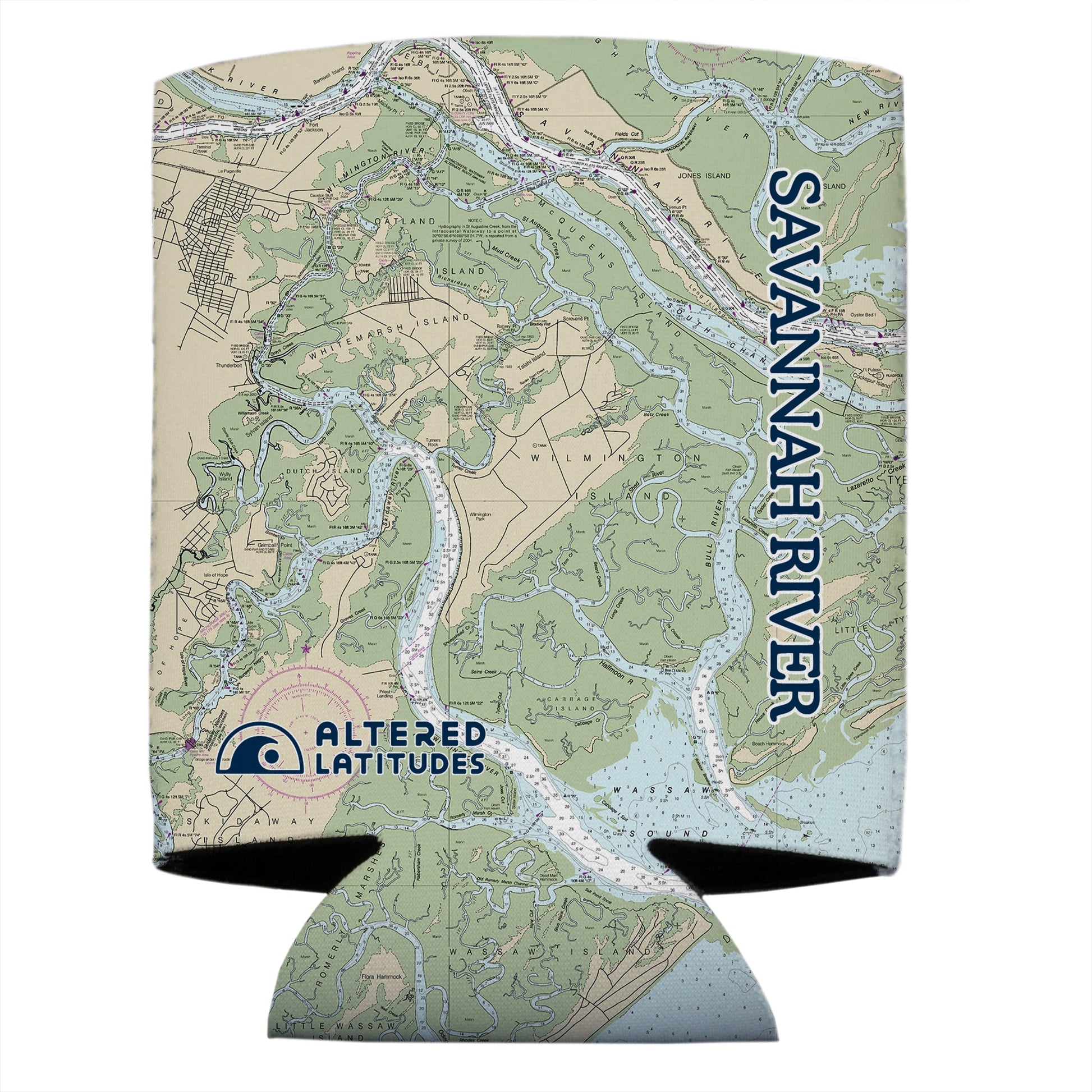 Vapor Apparel Sun Protection Savannah River Chart Can Cooler (4-Pack)