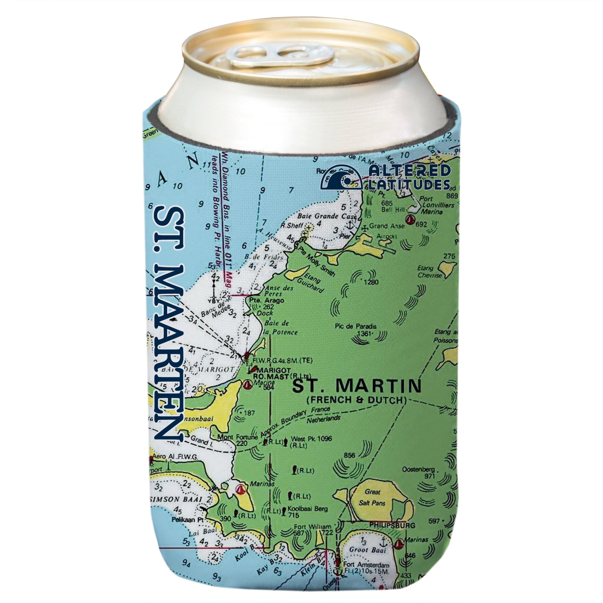 Vapor Apparel Sun Protection St. Maarten Chart Can Cooler (4-Pack)