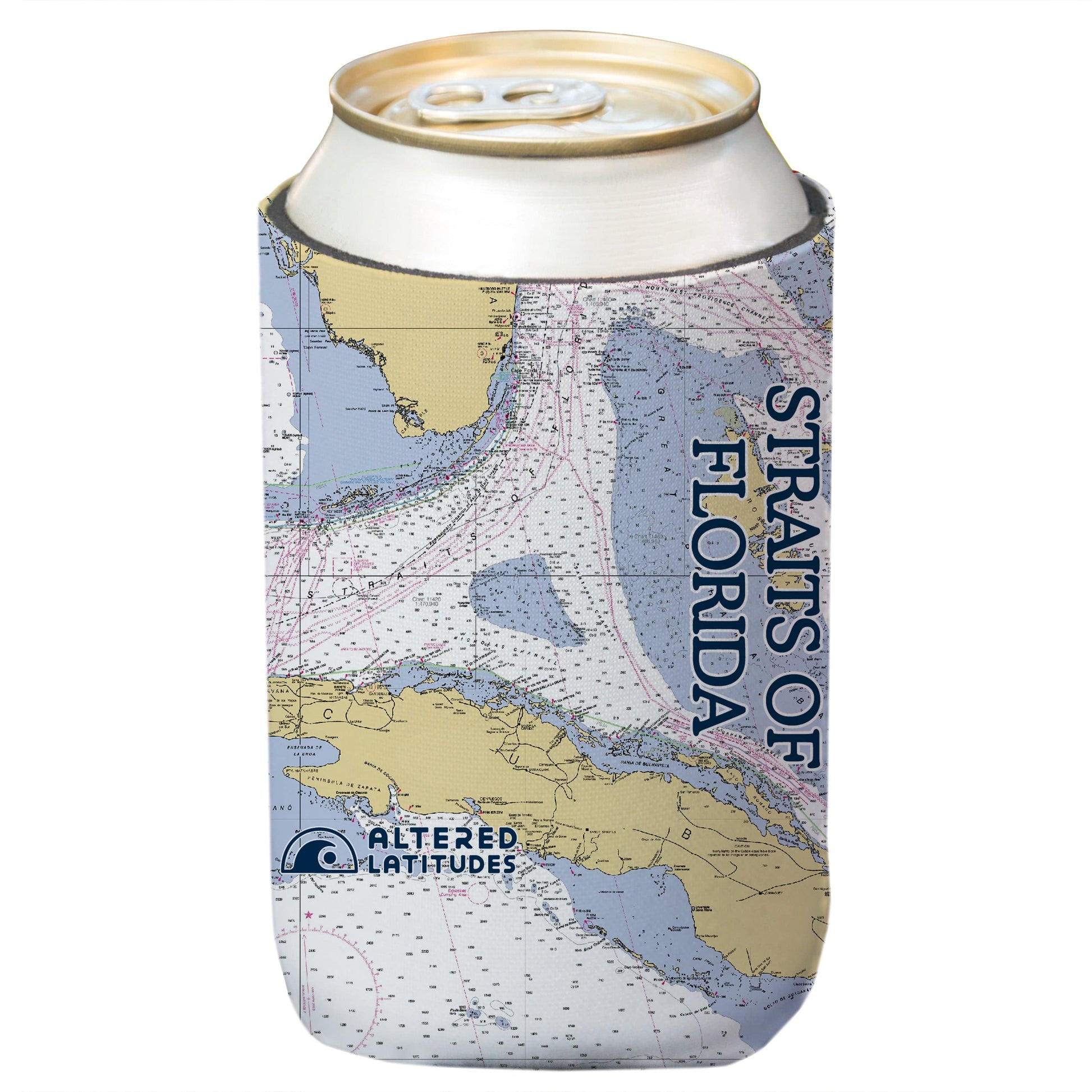 Vapor Apparel Sun Protection Straits of Florida Chart Can Cooler (4-Pack)