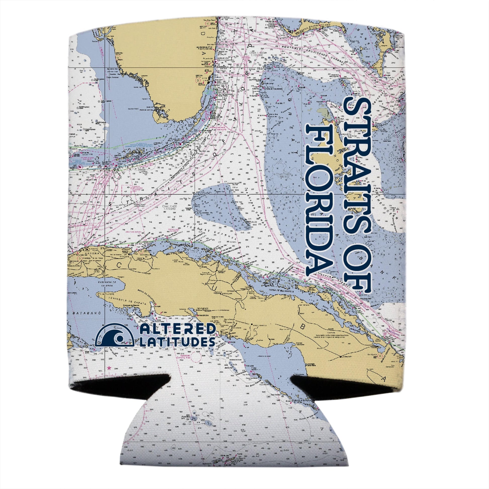 Vapor Apparel Sun Protection Straits of Florida Chart Can Cooler (4-Pack)