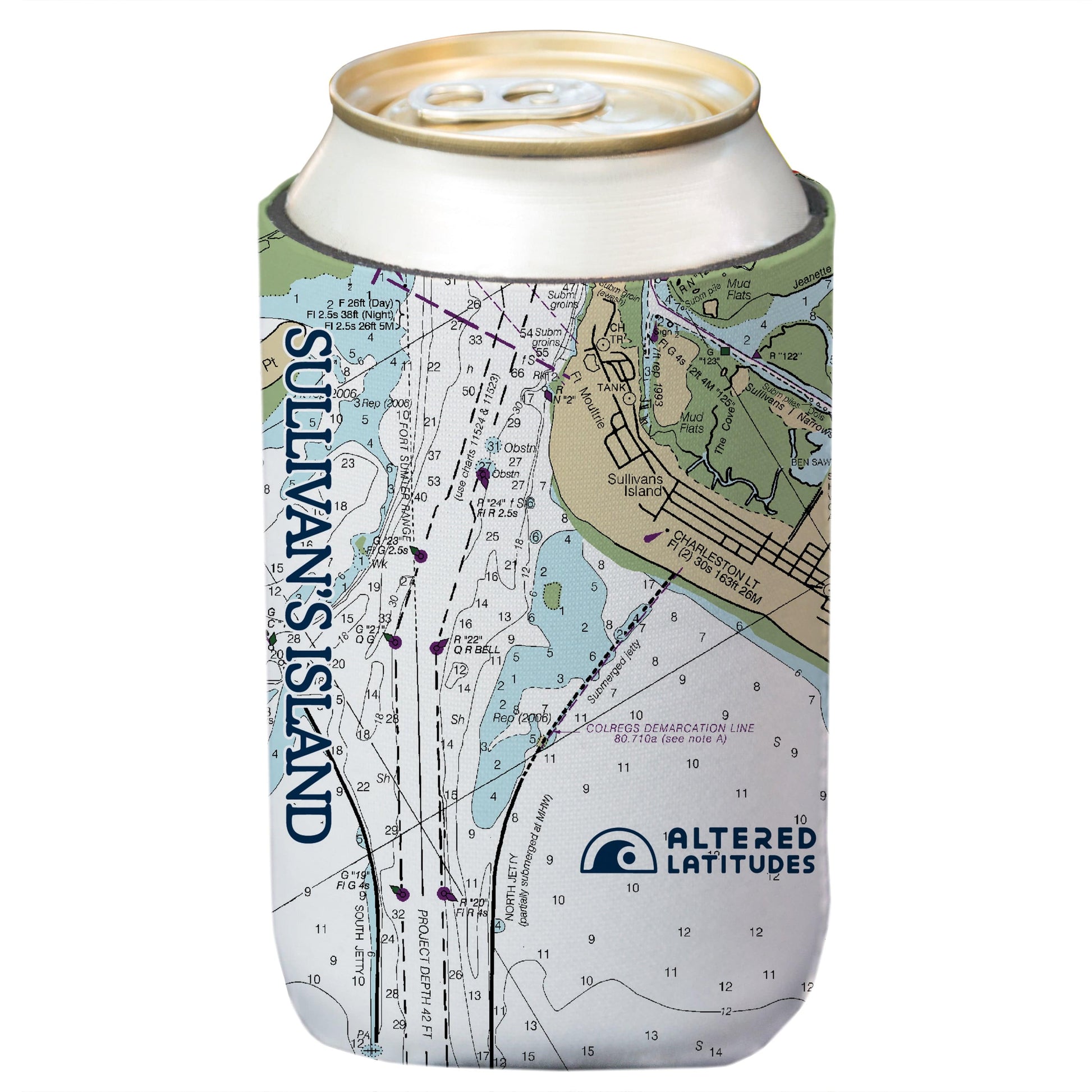 Vapor Apparel Sun Protection Sullivan's Island Chart Can Cooler (4-Pack)