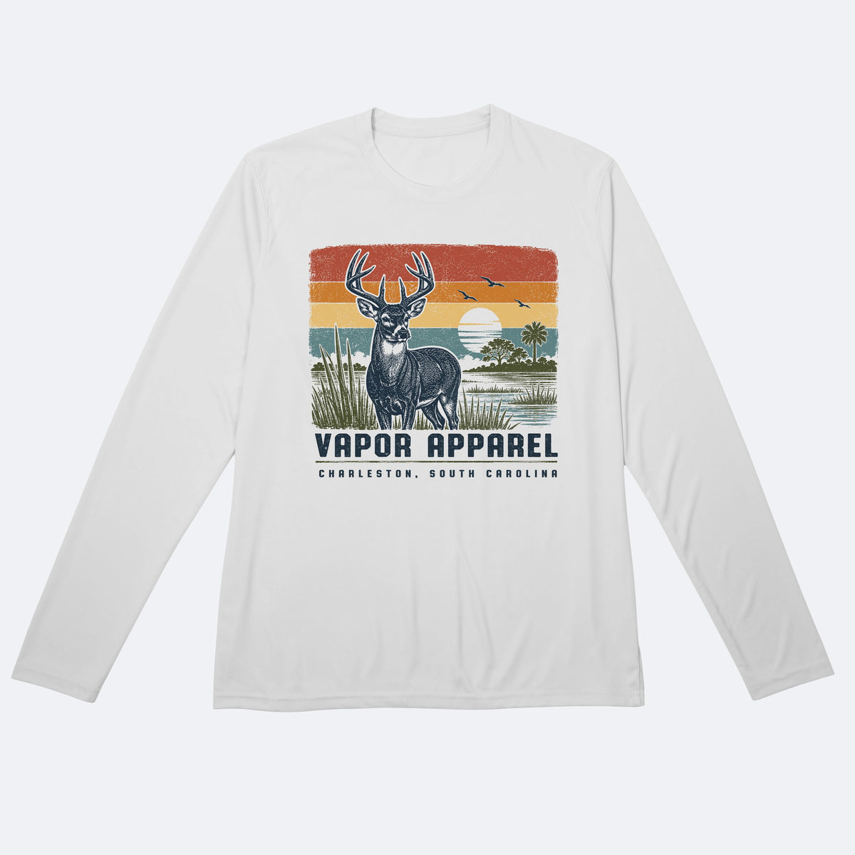 Vapor Apparel Sun Protection Sunset Stripes Deer Solar Long Sleeve