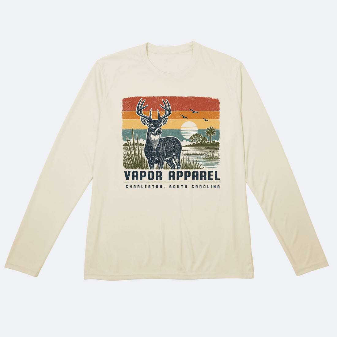 Vapor Apparel Sun Protection Sunset Stripes Deer Solar Long Sleeve