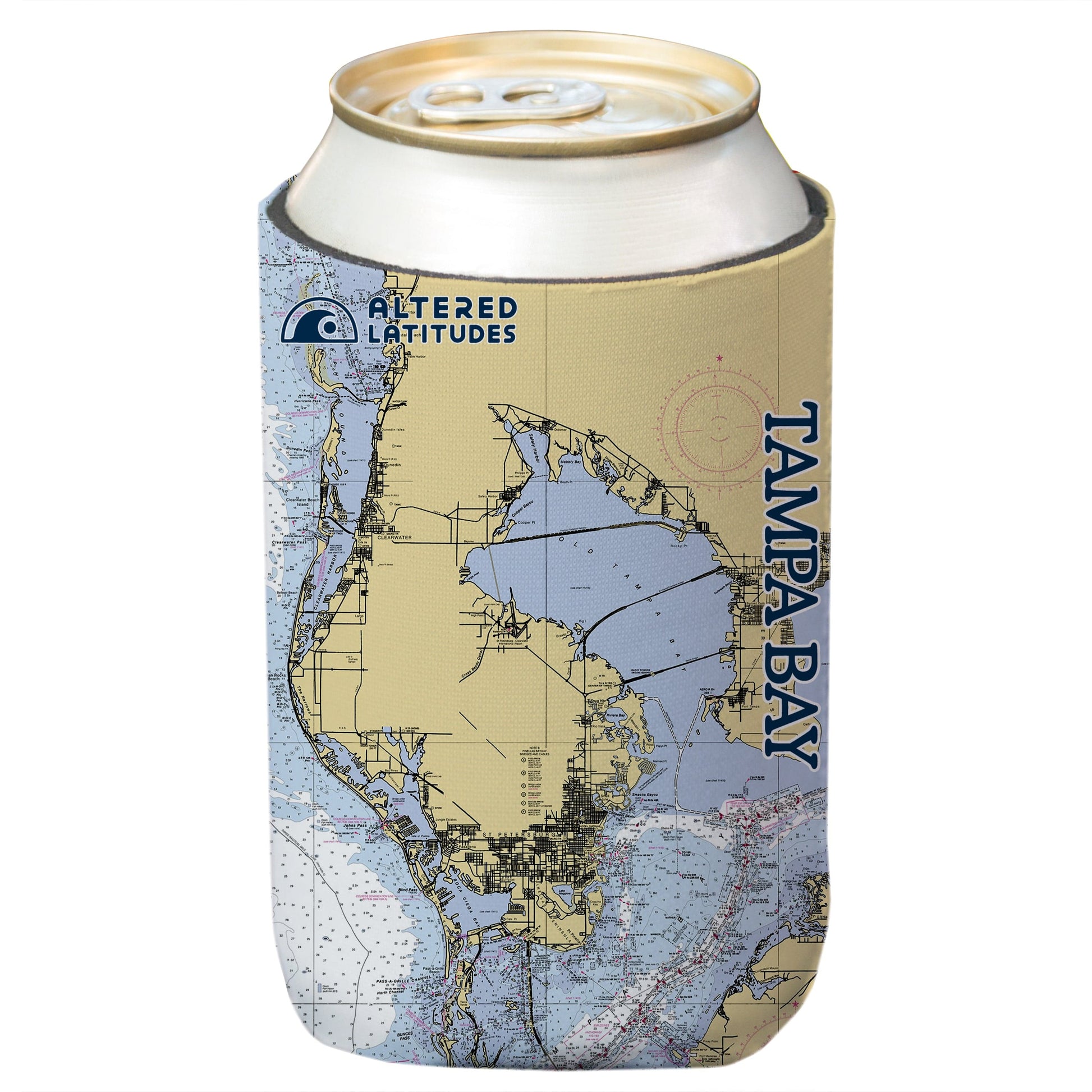 Vapor Apparel Sun Protection Tampa Bay Chart Beverage Cooler (4-Pack)