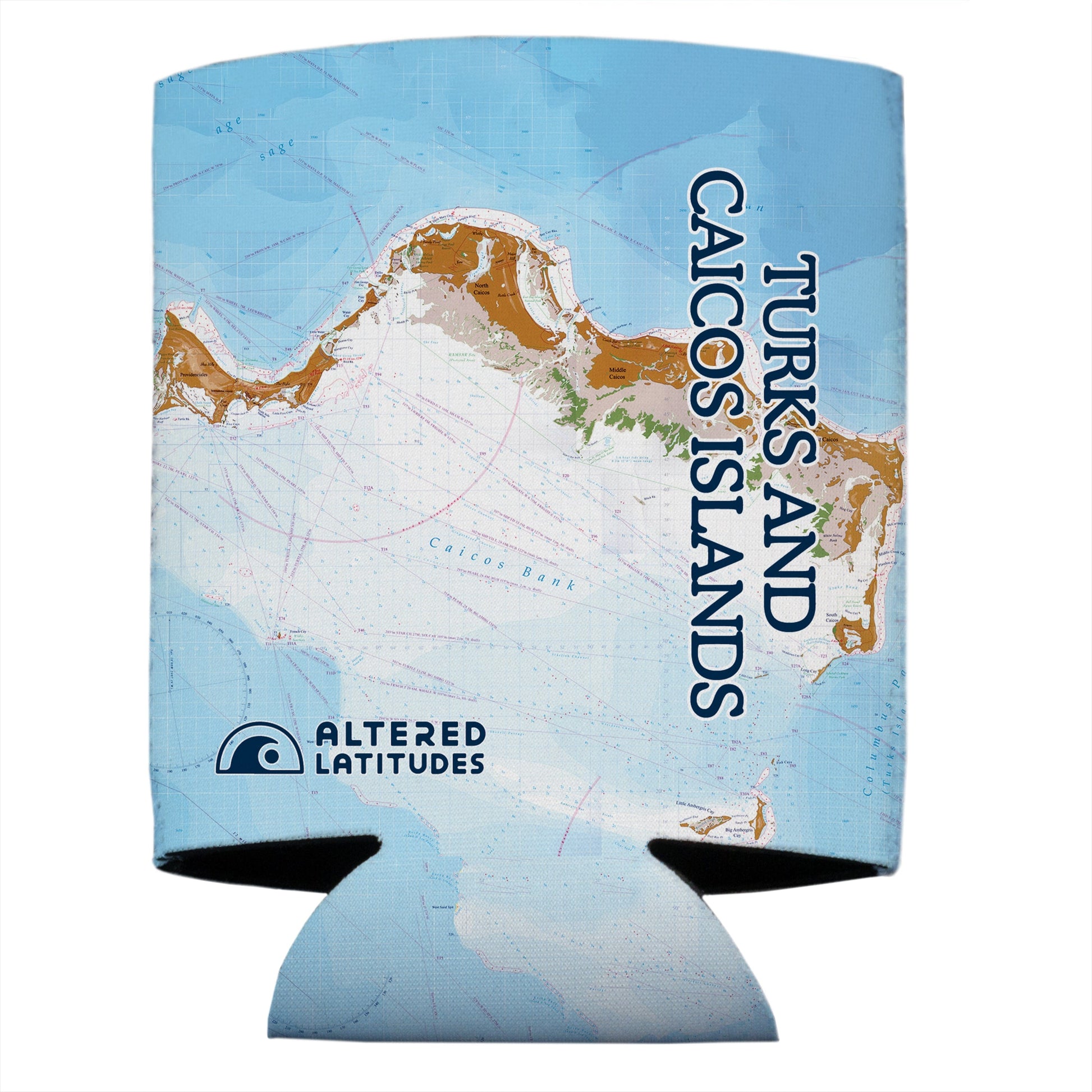 Vapor Apparel Sun Protection Turks & Caicos Islands Chart Can Cooler (4-Pack)