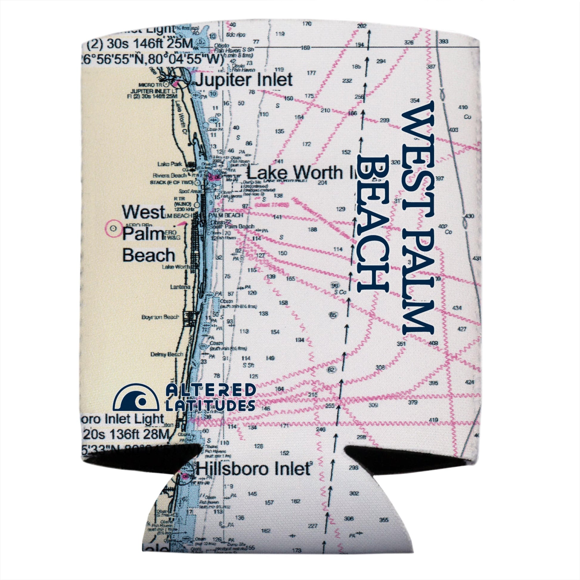 Vapor Apparel Sun Protection West Palm Beach Chart Can Cooler (4-Pack)