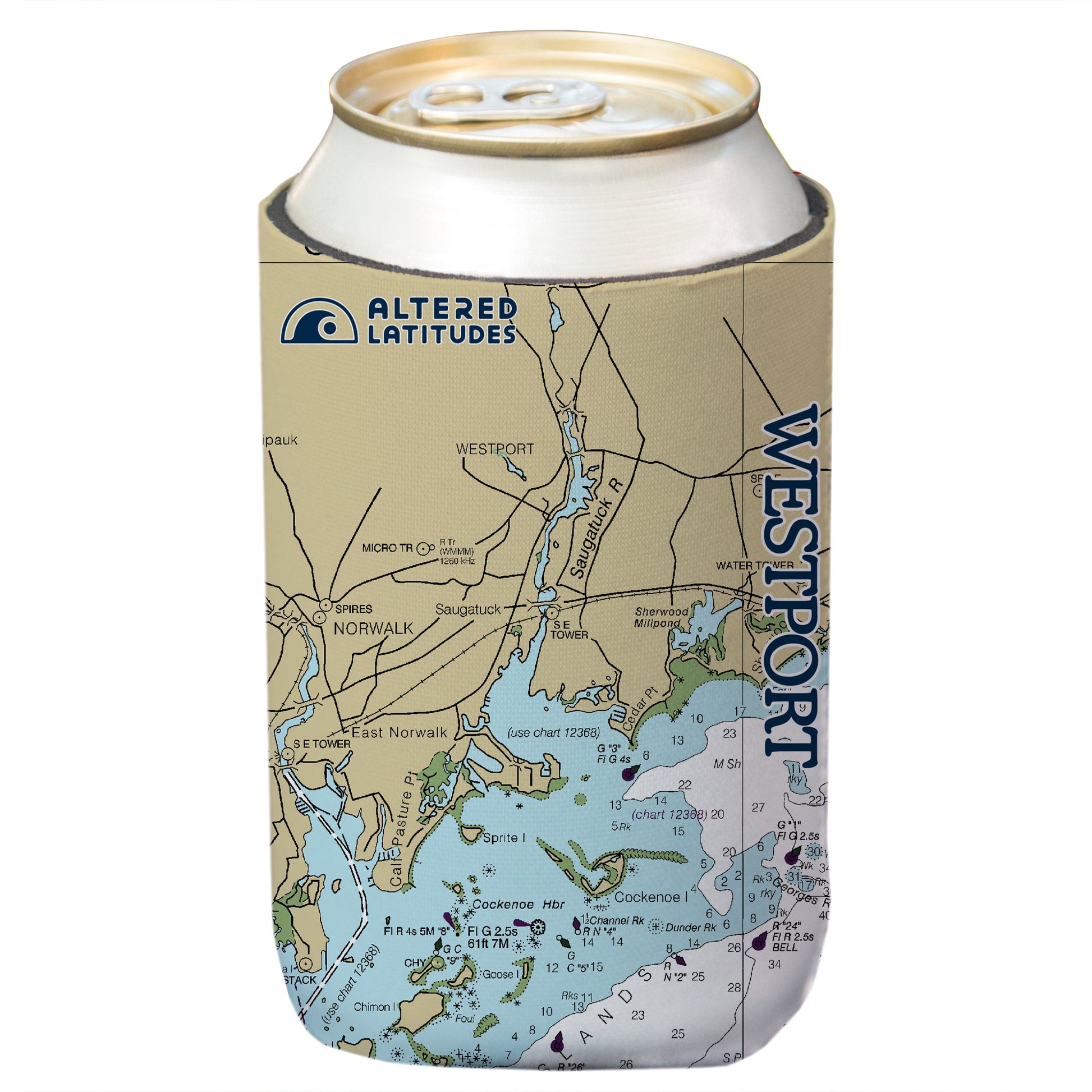 Vapor Apparel Sun Protection Westport, CT Chart Can Cooler (4-Pack)