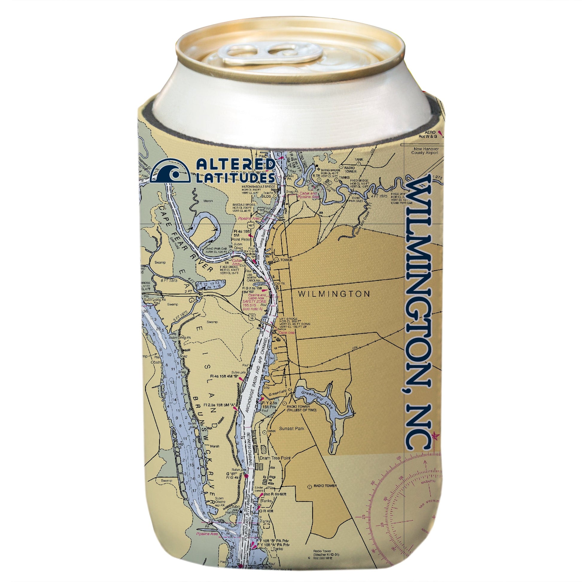 Vapor Apparel Sun Protection Wilmington, NC Chart Can Cooler (4-Pack)