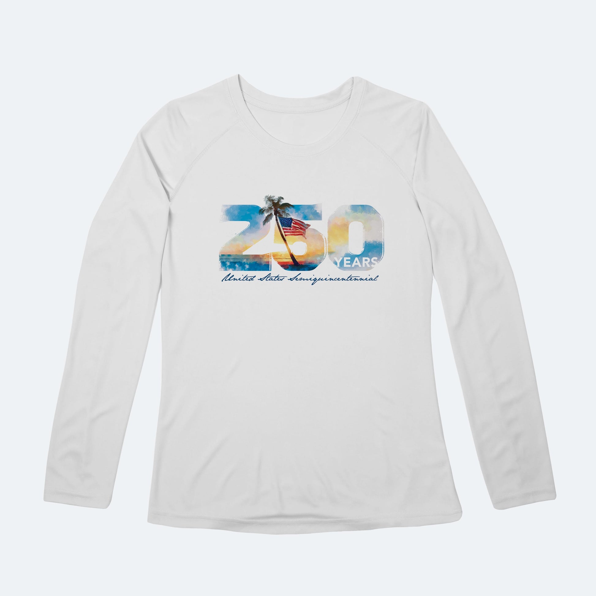Vapor Apparel Sun Protection Women's 250th Palm and Flag Solar Long Sleeve Shirt