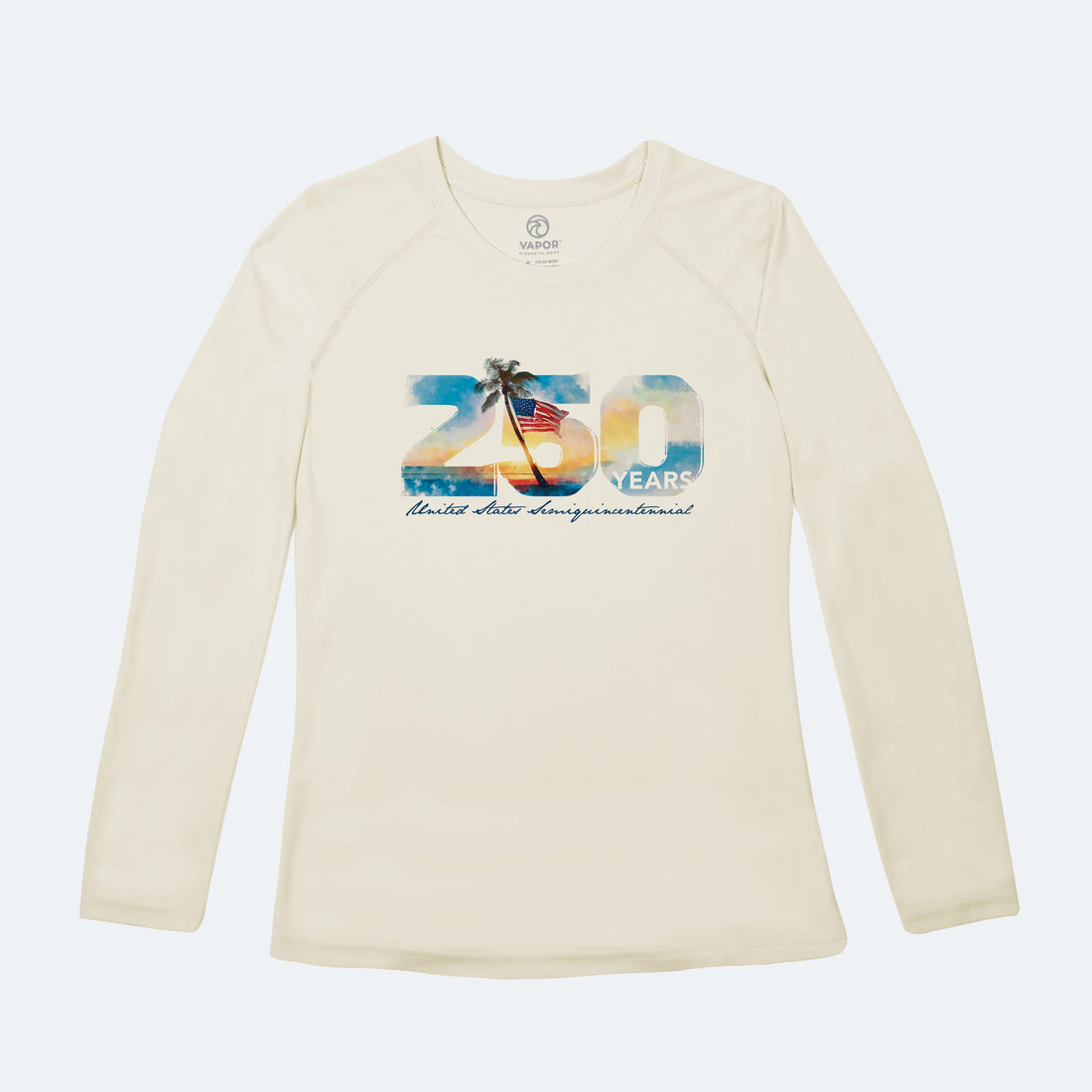 Vapor Apparel Sun Protection Women's 250th Palm and Flag Solar Long Sleeve Shirt