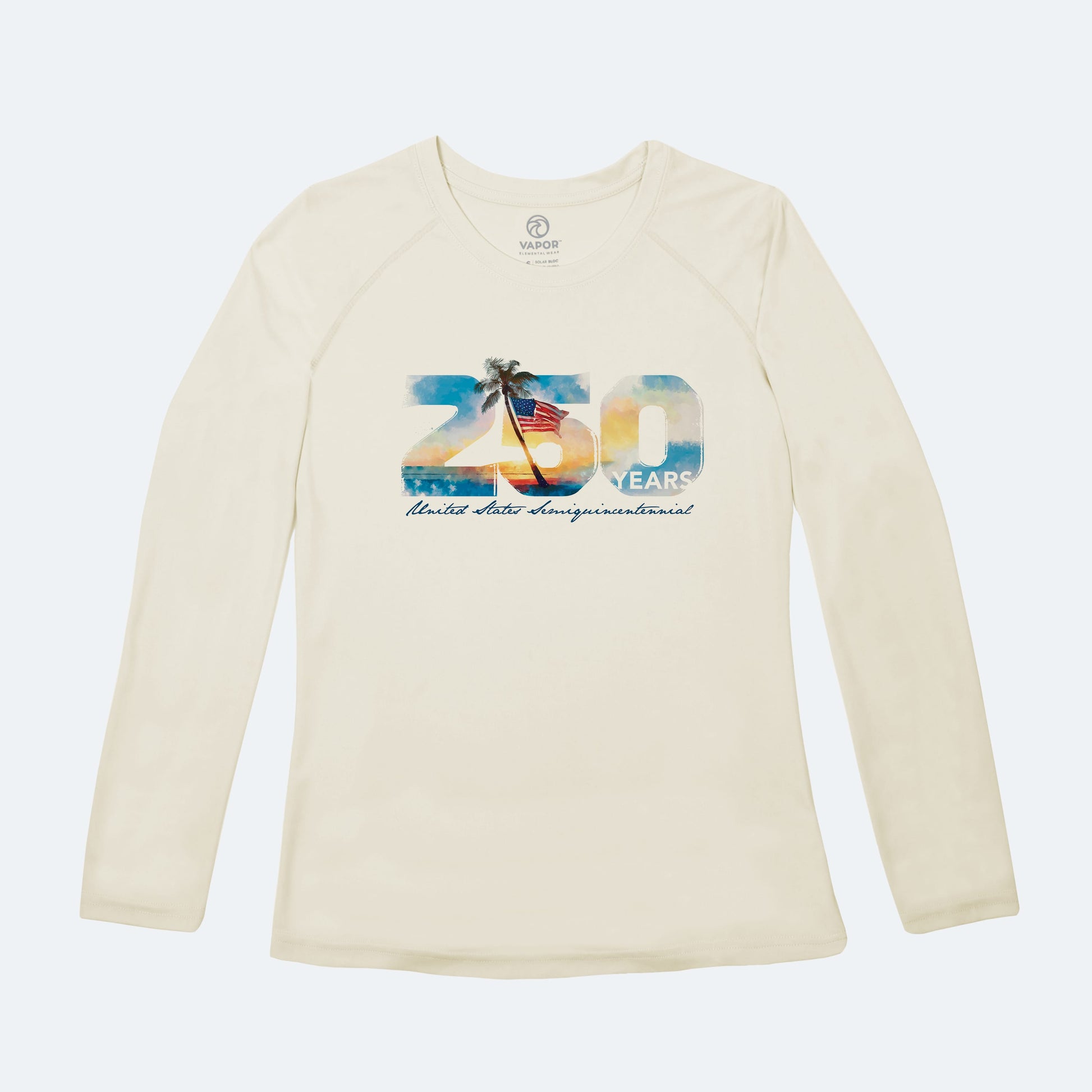 Vapor Apparel Sun Protection Women's 250th Palm and Flag Solar Long Sleeve Shirt