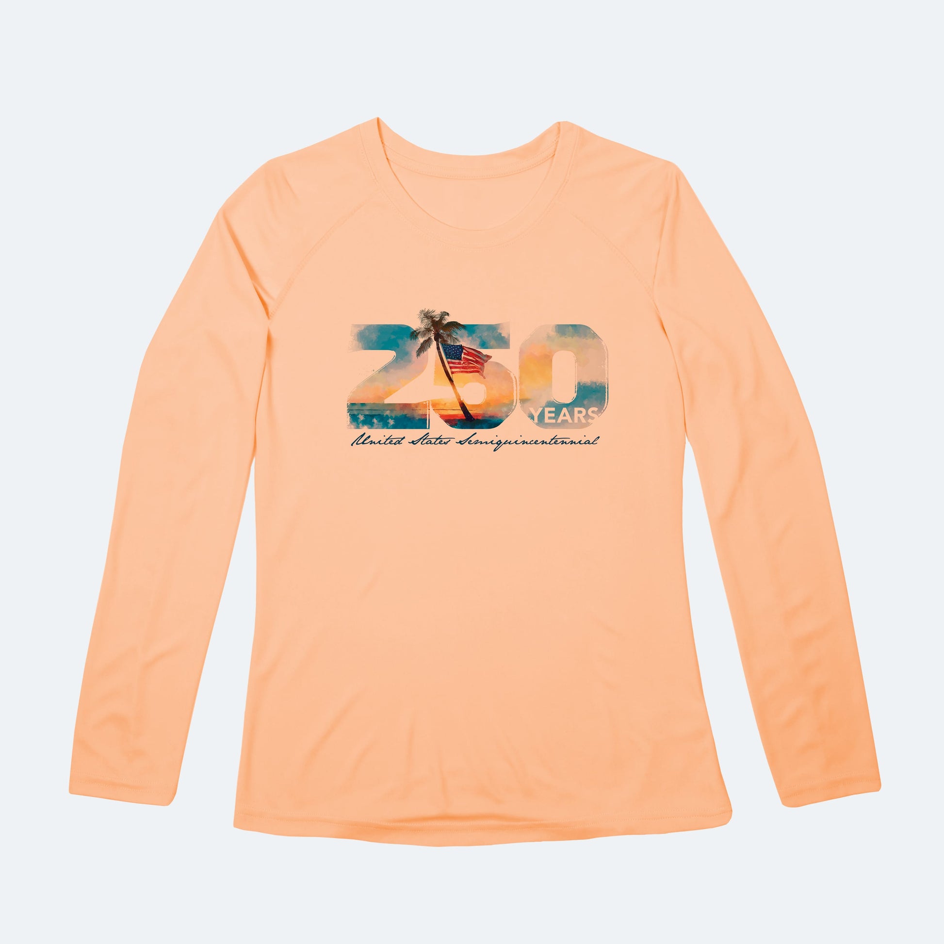 Vapor Apparel Sun Protection Women's 250th Palm and Flag Solar Long Sleeve Shirt