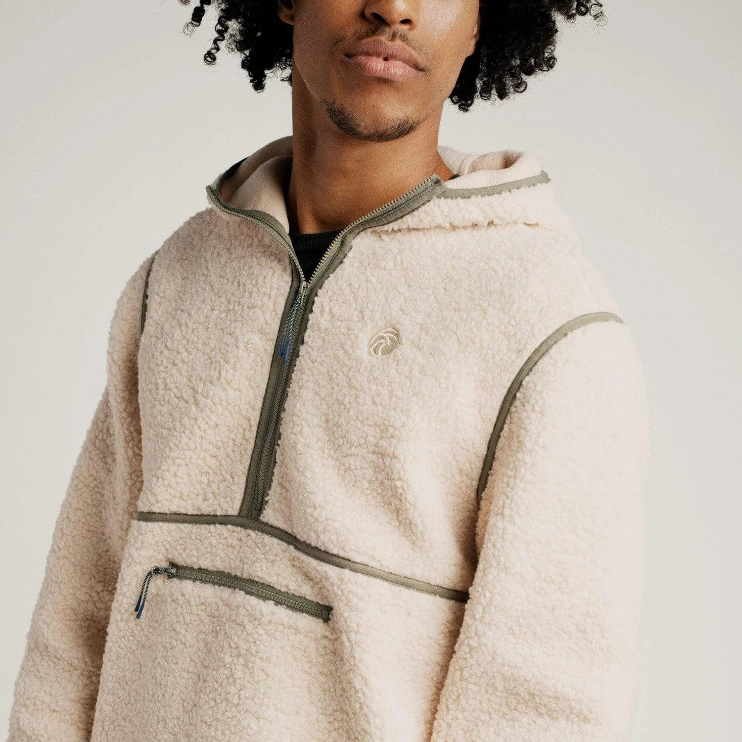 Mens half discount zip sherpa fleece