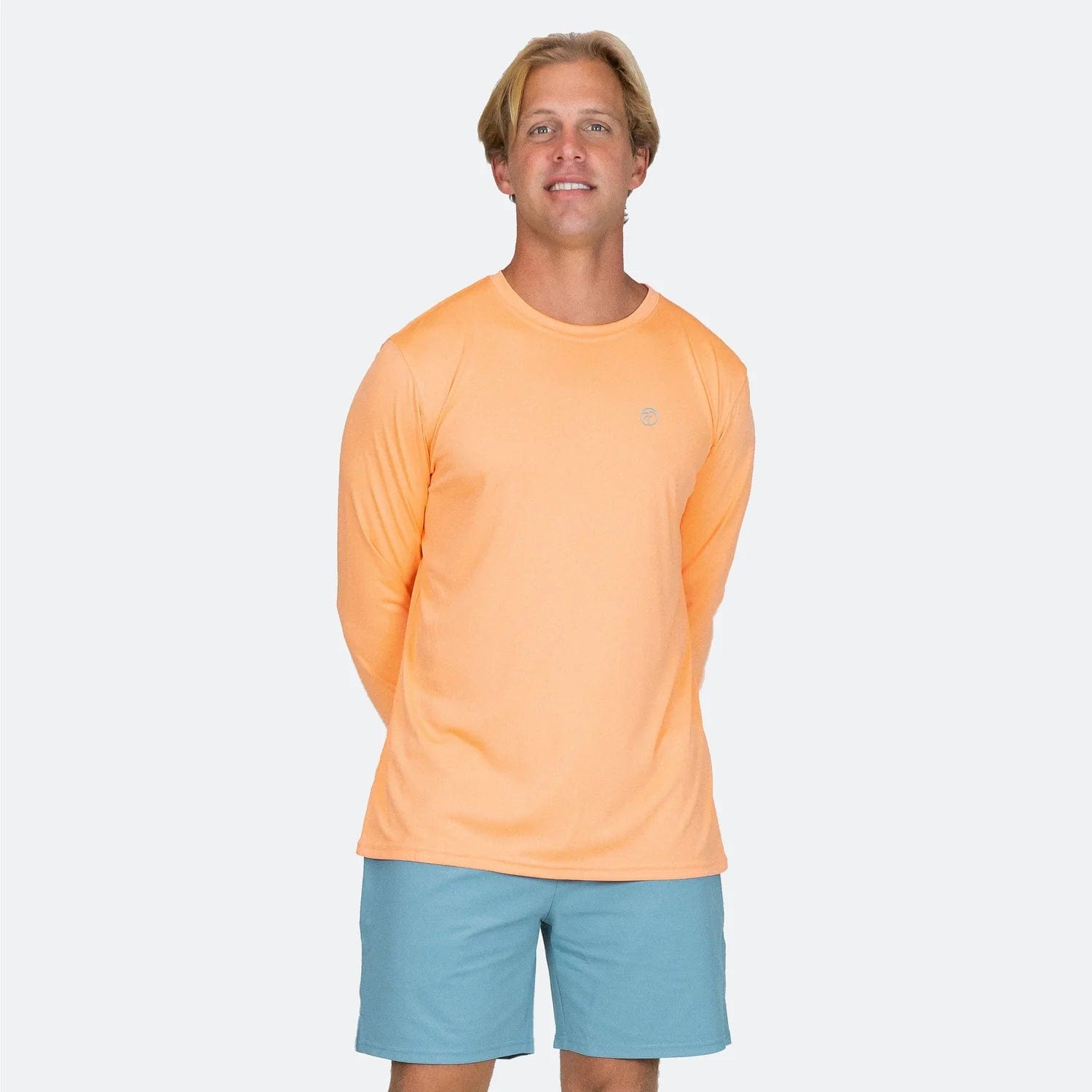 Mens Sun Protection Shirts UV SPF T-Shirts UPF 50+ Long Sleeve Rash Guard  Fishing Running Quick Dry Tomato Size S