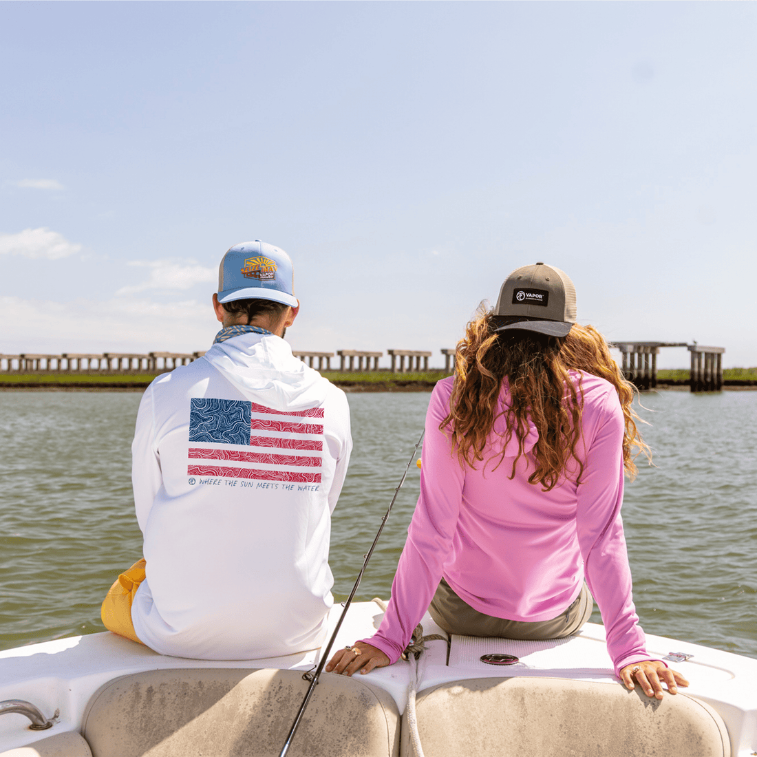 Vapor Apparel Sun Protection Men's Topo Flag Eco Sol Hoodie