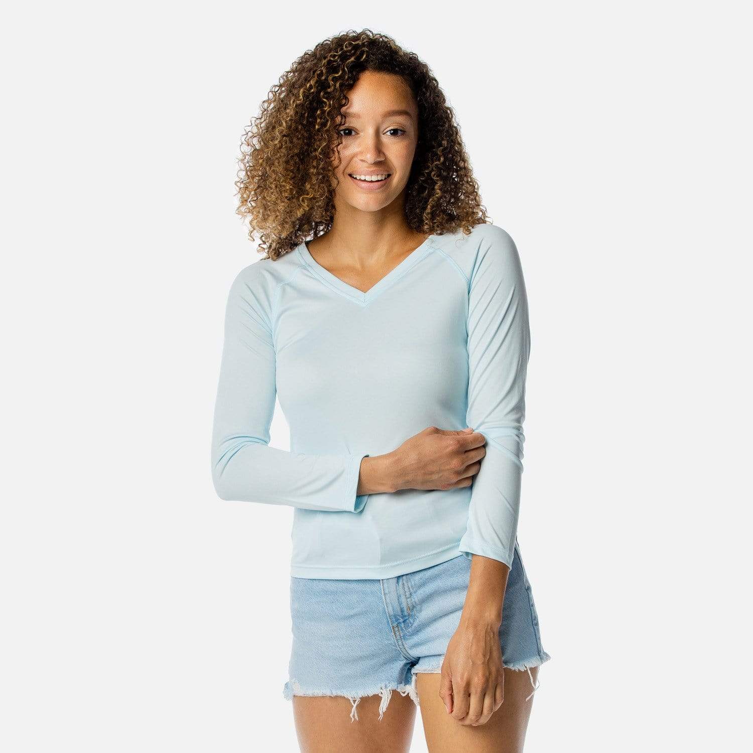 White v neck outlet long sleeve t shirt